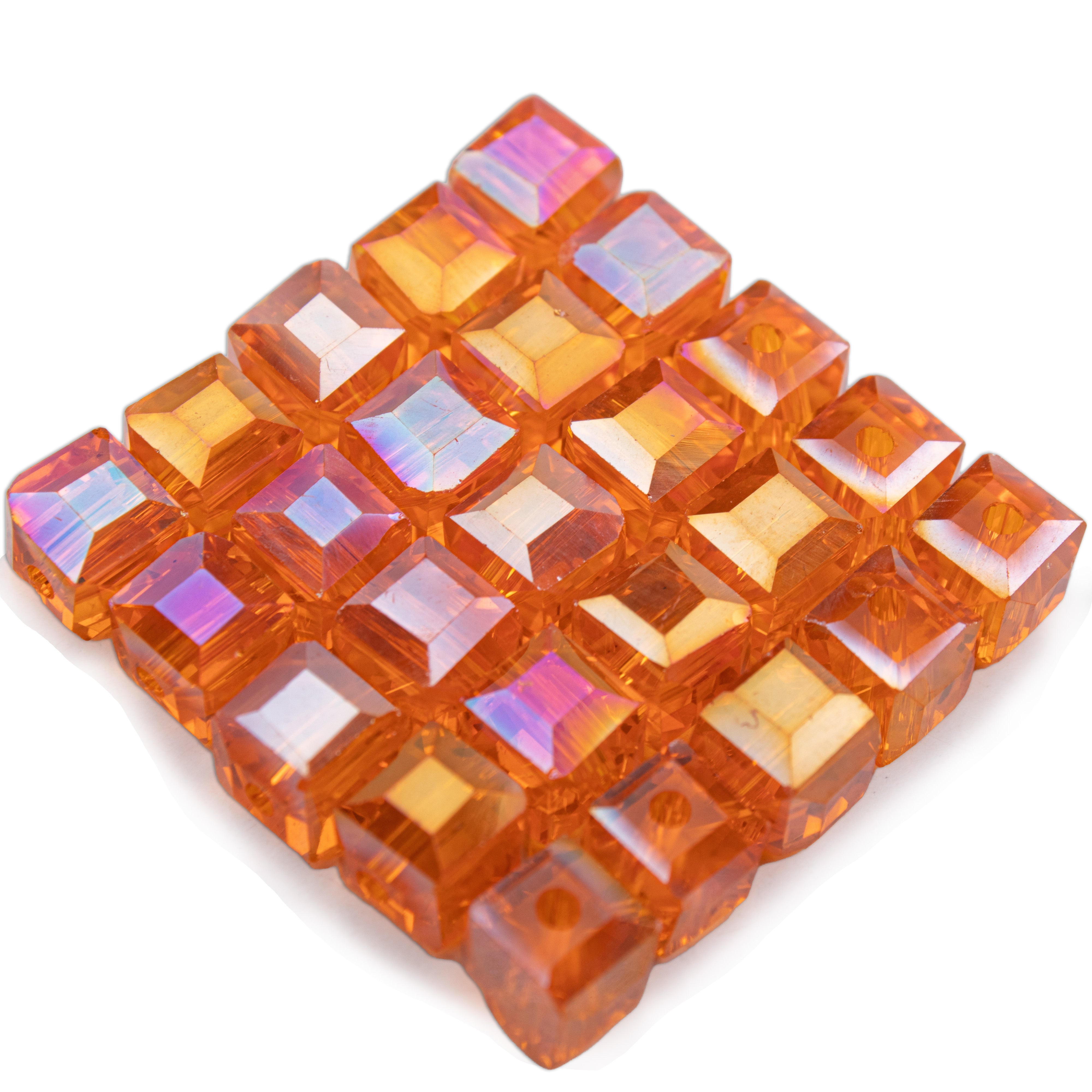 Crystal Beads Square Orange 6 X 6mm 25pc PBHC IB