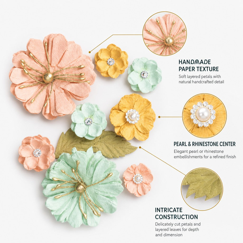 Handmade Flowers Liora Pastel Palette 10pc