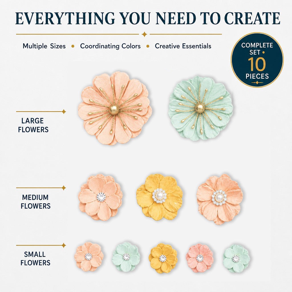 Handmade Flowers Liora Pastel Palette 10pc