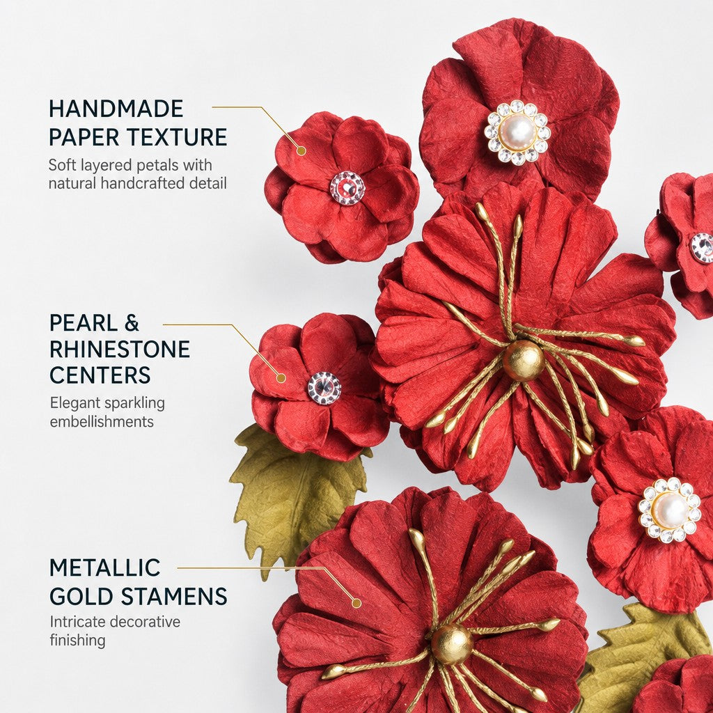 Handmade Flowers Liora Cardinal Red 10pc