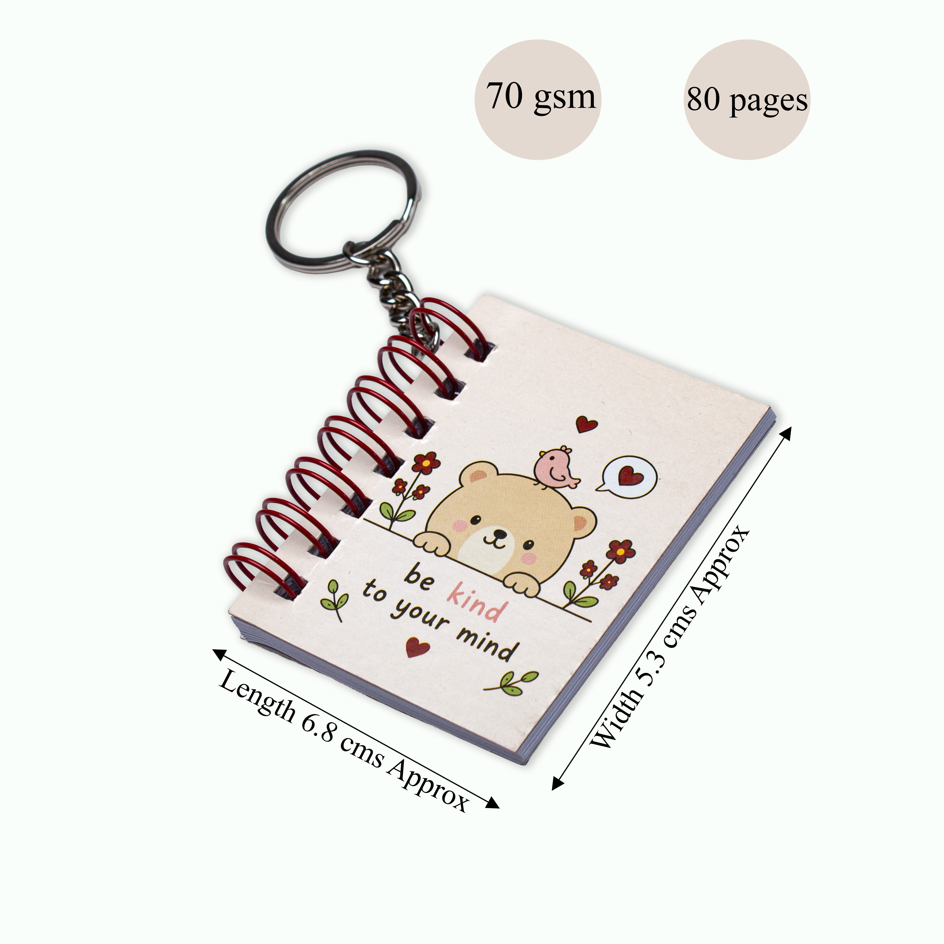 Keychain Notebook Be kind to mind L6.8 X W5.3cm 70gsm 80 pages 1 Book IB