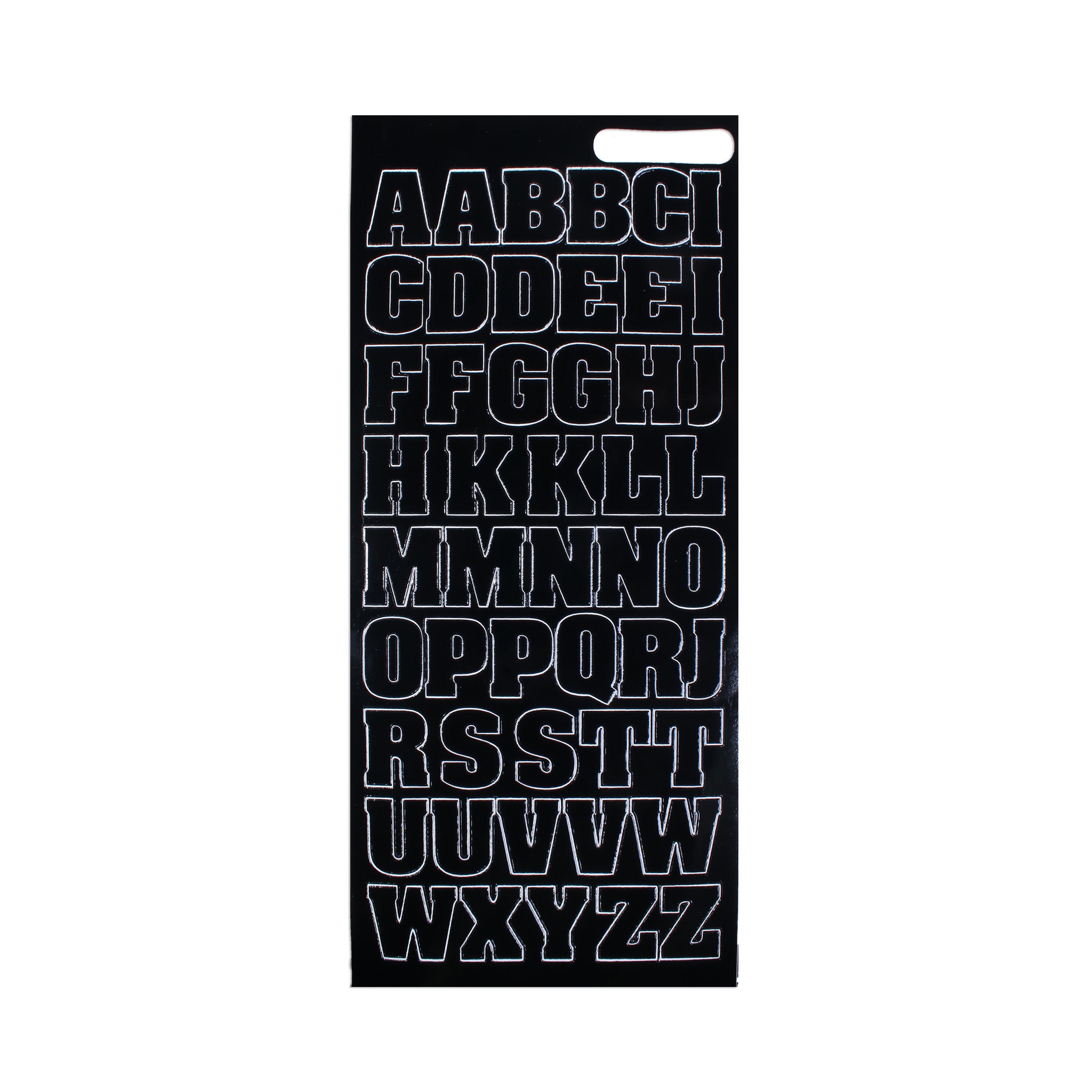Peel Off Sticker Alphabet Capital Letters Black 10 X 23cm 1Sheet