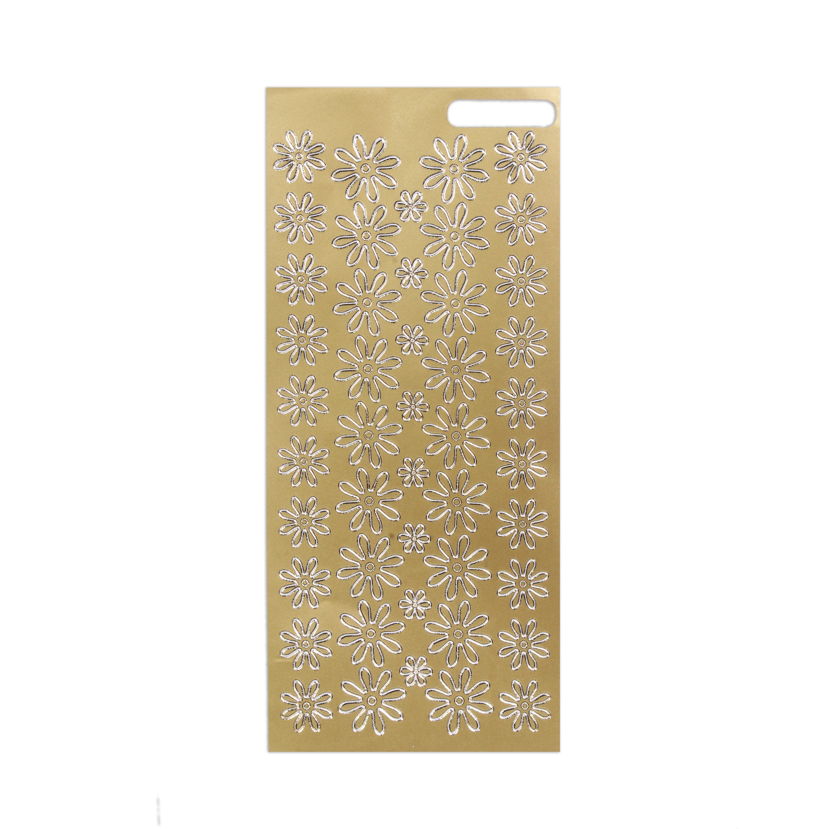 Foil Peel Off Sticker Daisies Golden 10 X 23cm 1Sheet