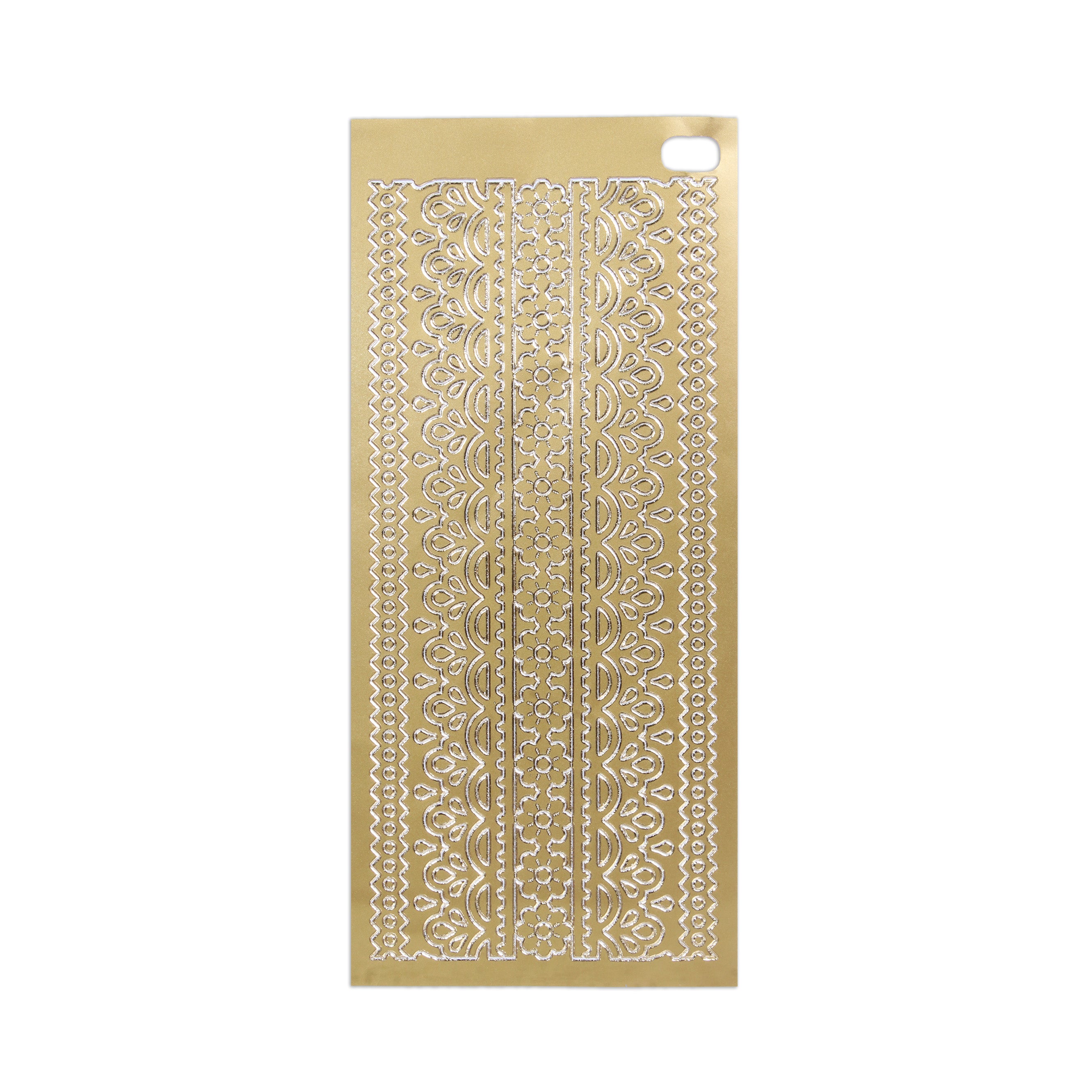 Foil Peel Off Sticker Classy Borders Golden 10 X 23cm 1Sheet
