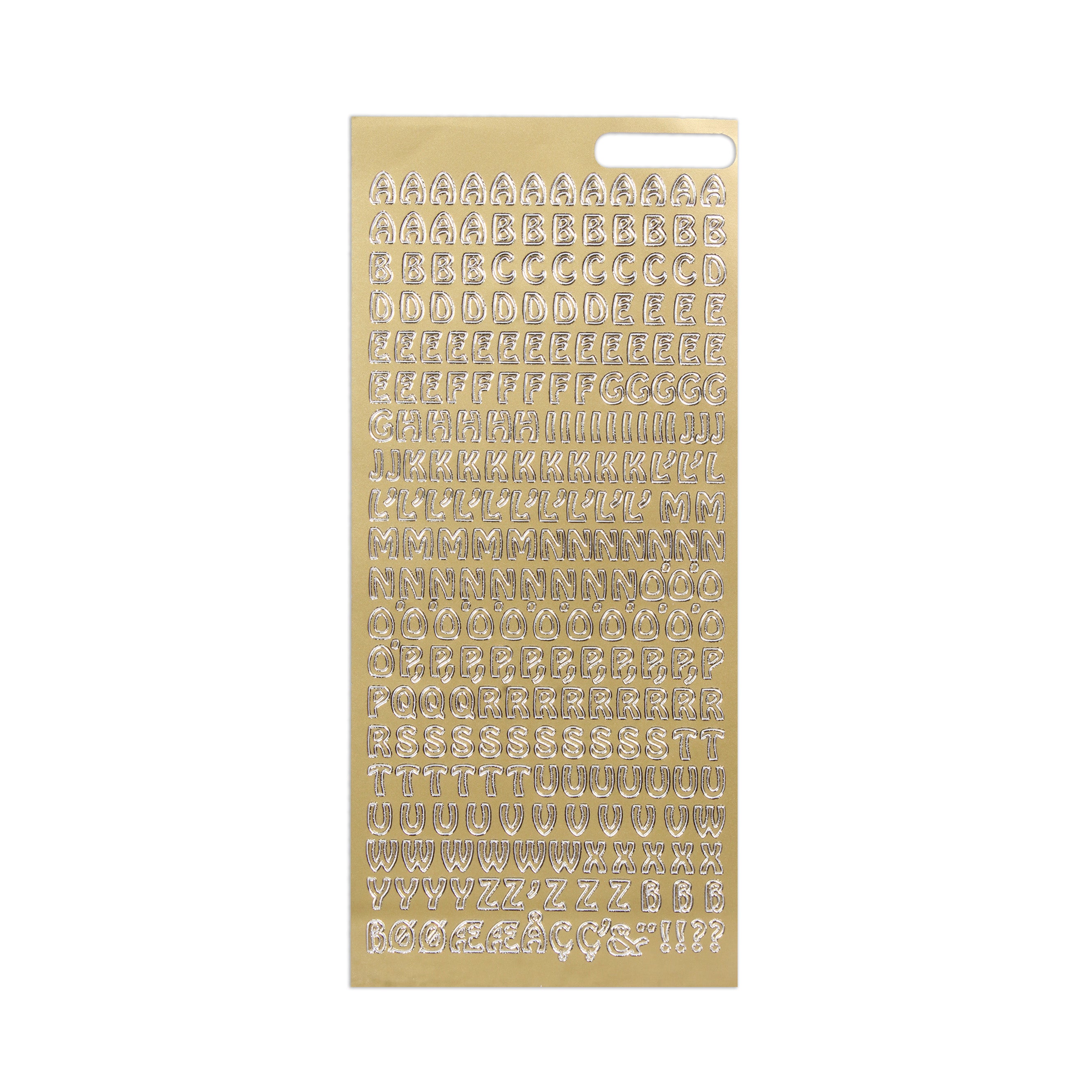 Foil Peel Off Sticker Alphabet Capital Letters Golden 10 X 23cm 1Sheet