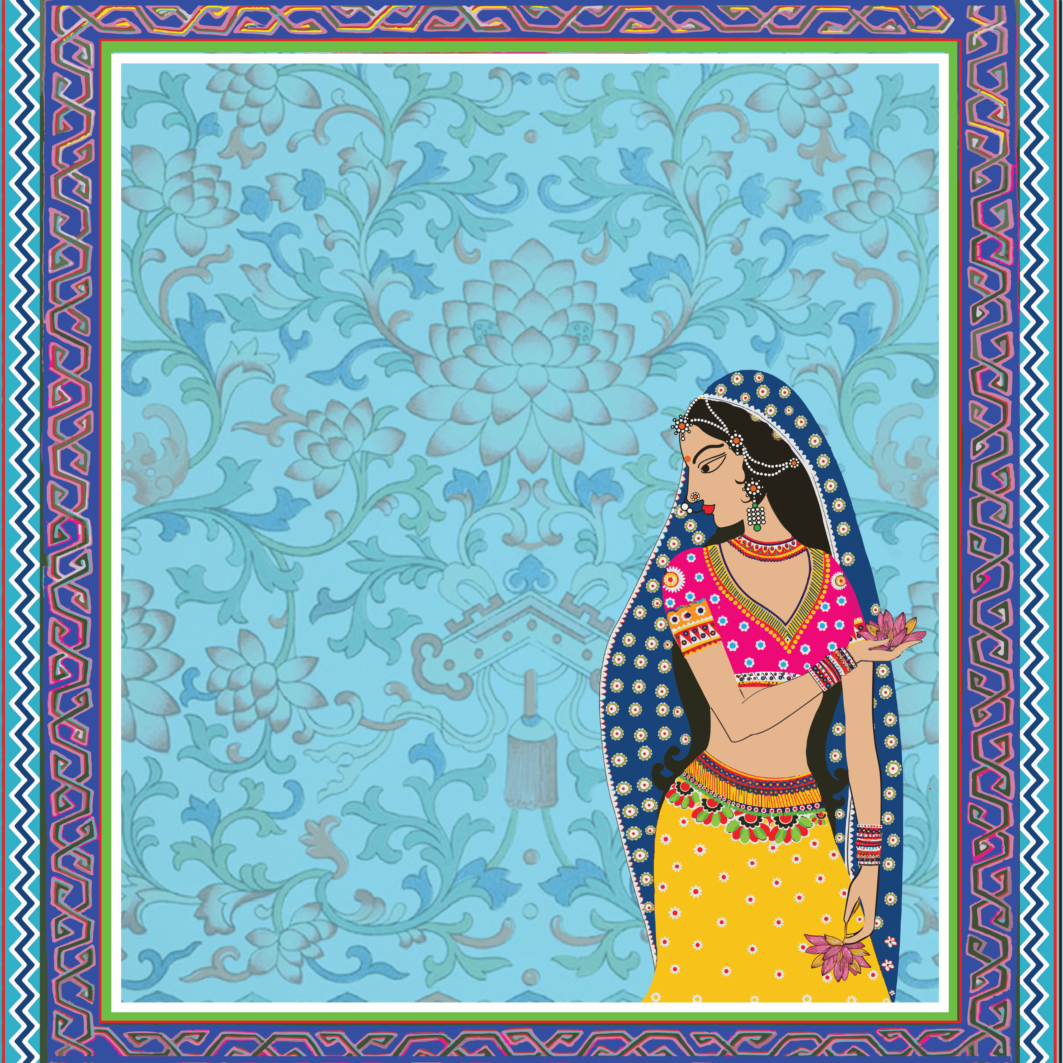 Paper Pack Madhubani 12 X 12inch 250gsm 12 Sheet