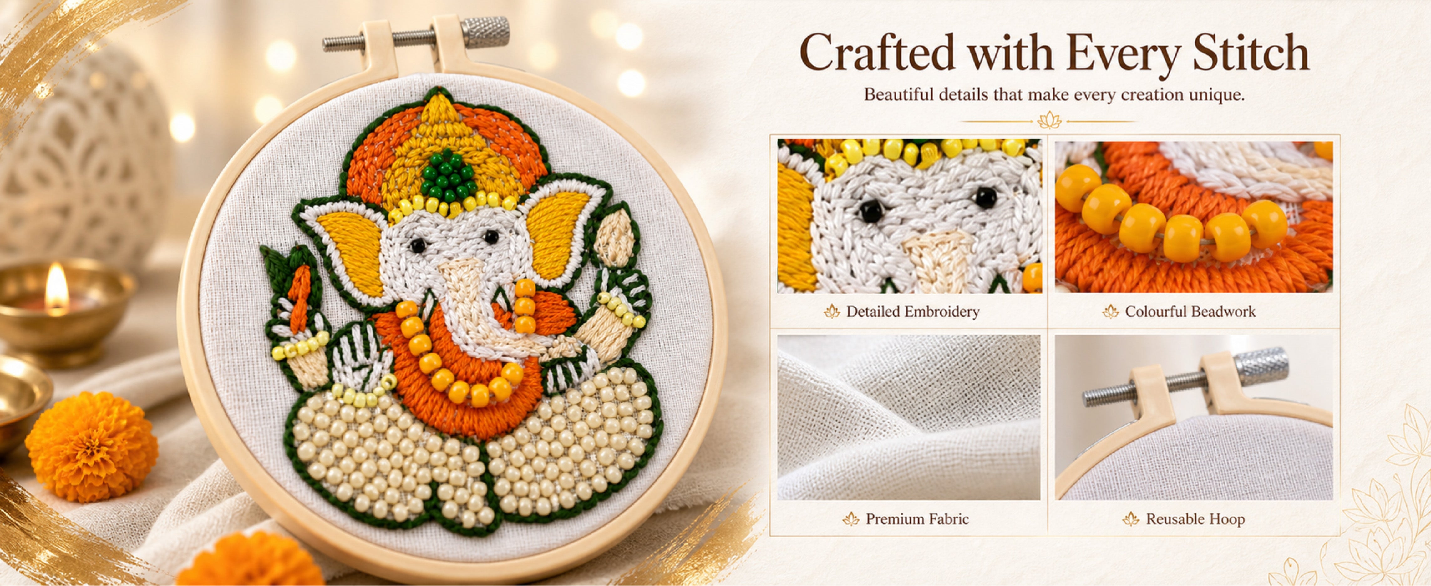 DIY Embroidery Decor Kit Ganesha 1 BOX