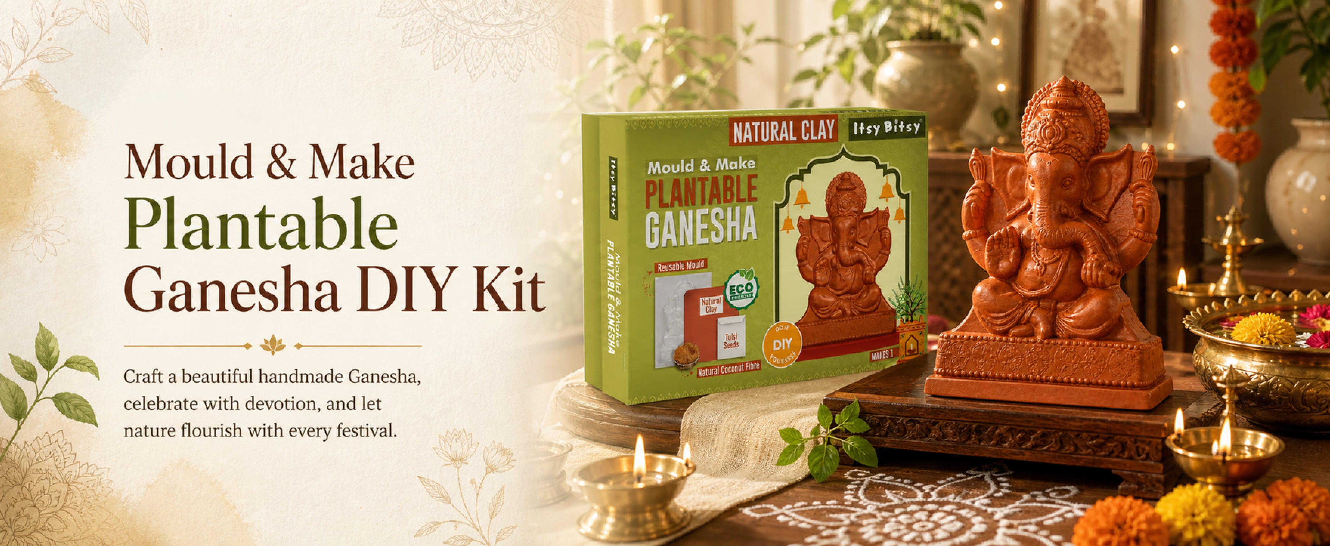 DIY Mould & Make Plantable Ganesha Kit 1 Box