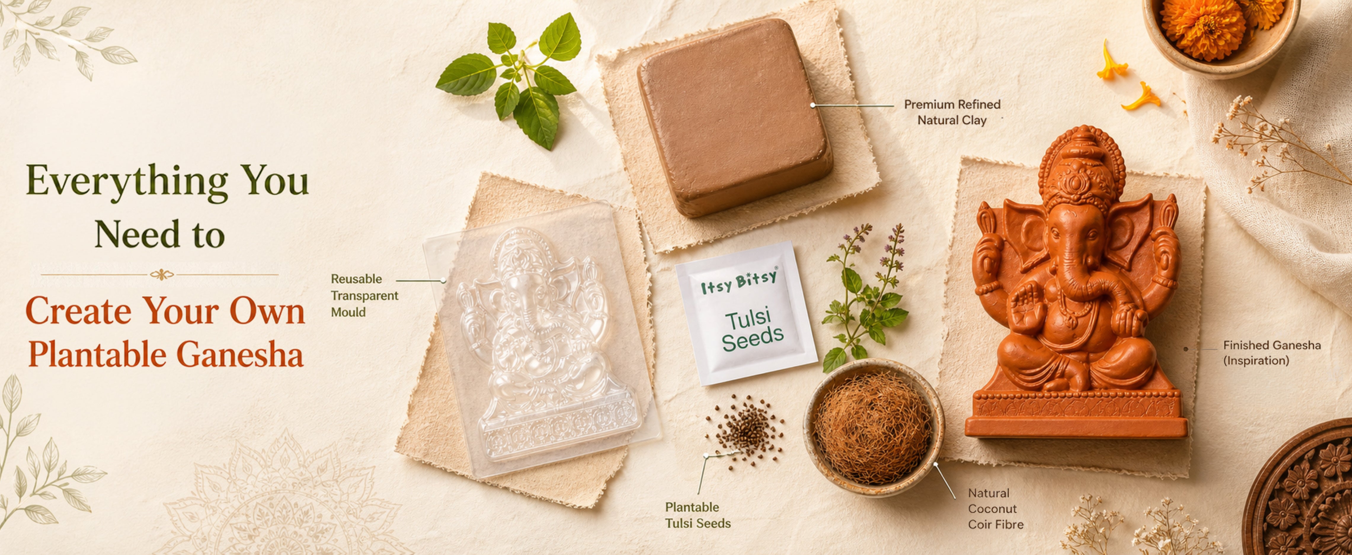 DIY Mould & Make Plantable Ganesha Kit 1 Box
