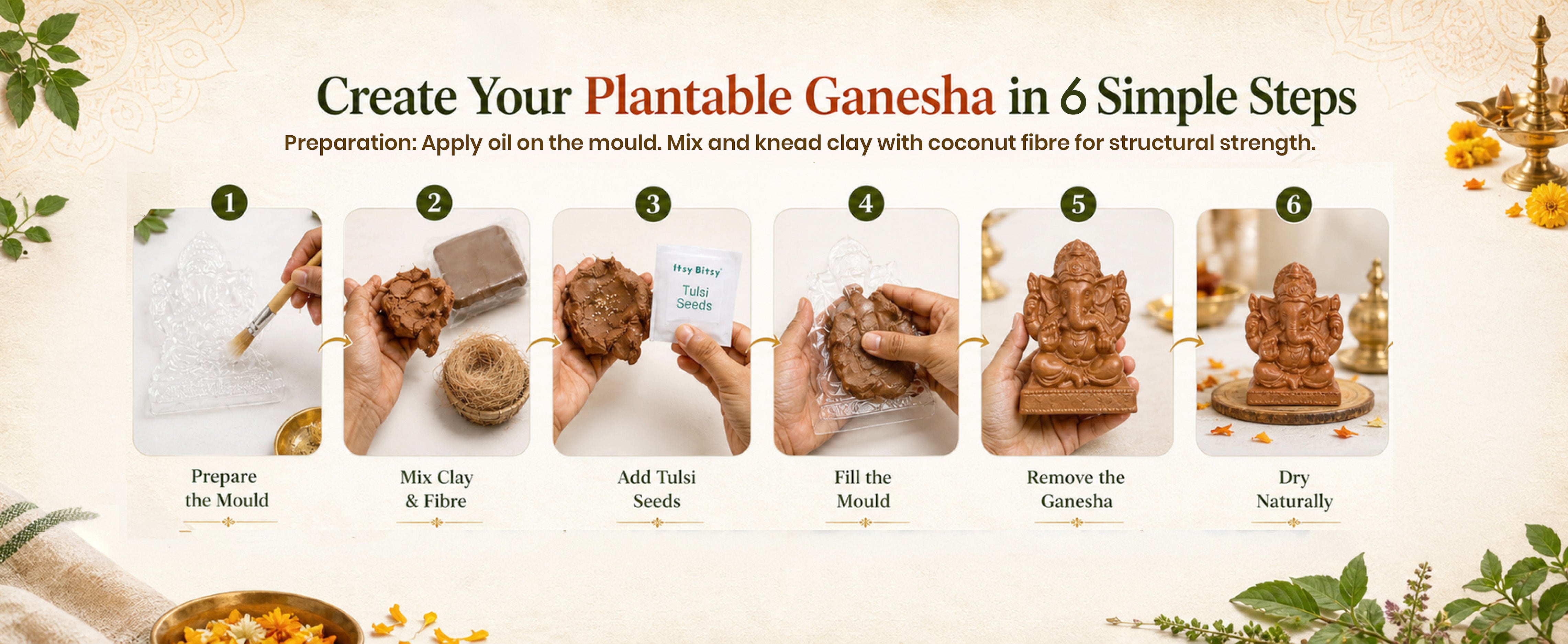 DIY Mould & Make Plantable Ganesha Kit 1 Box
