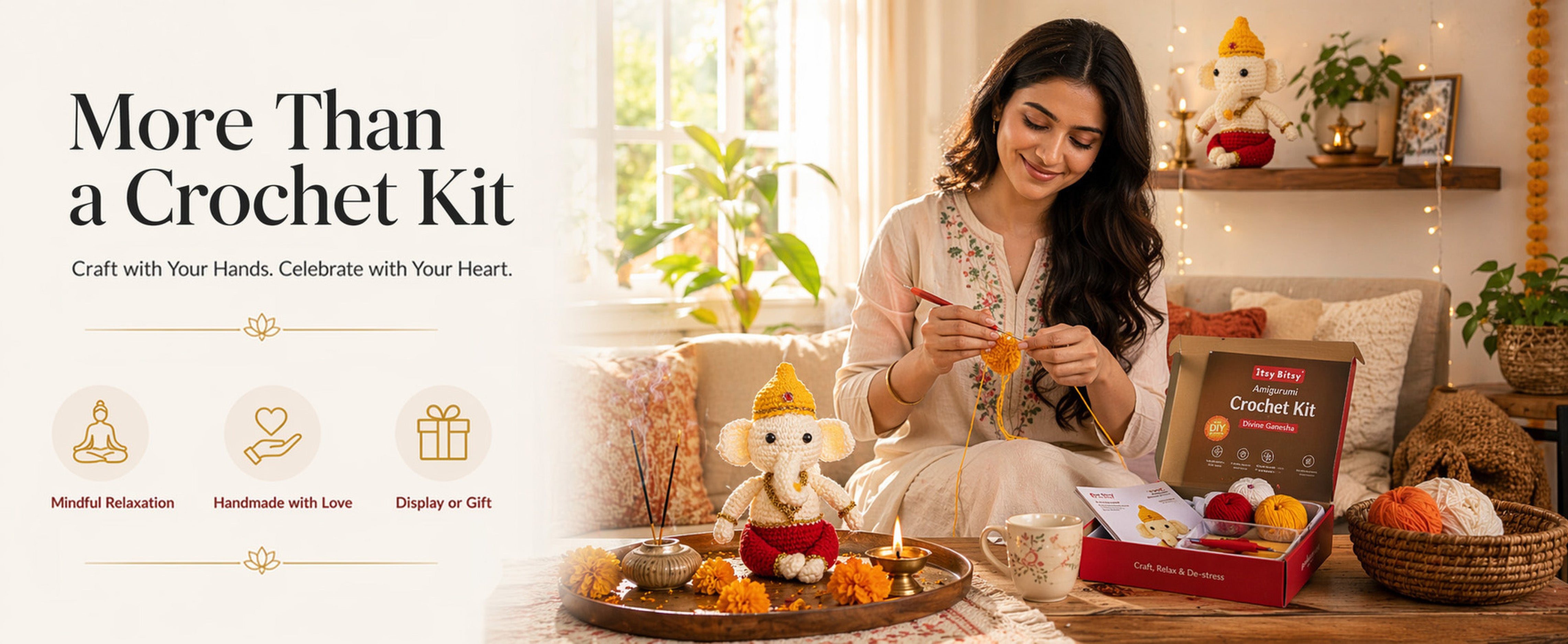 DIY Amigurumi Chrochet Kit Ganesha 1 BOX