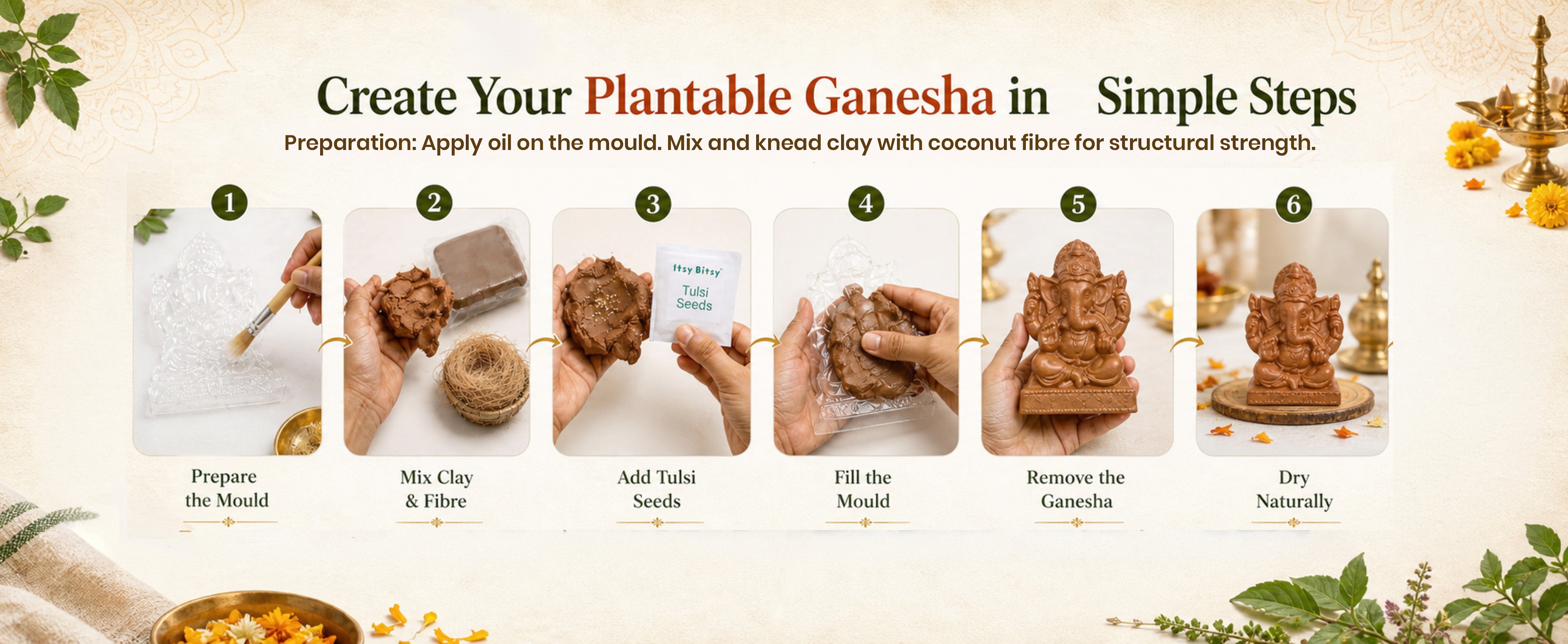 DIY Mould & Make Plantable Ganesha Kit 1 Box