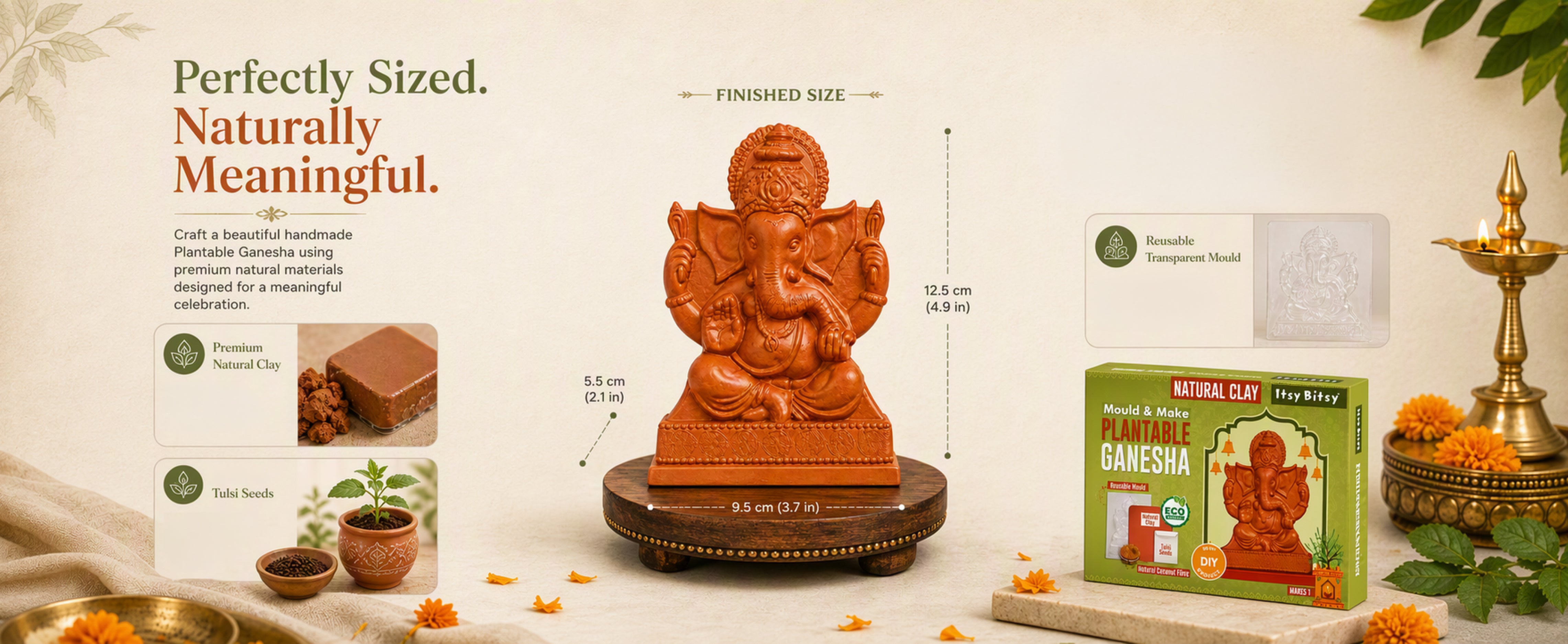 DIY Mould & Make Plantable Ganesha Kit 1 Box