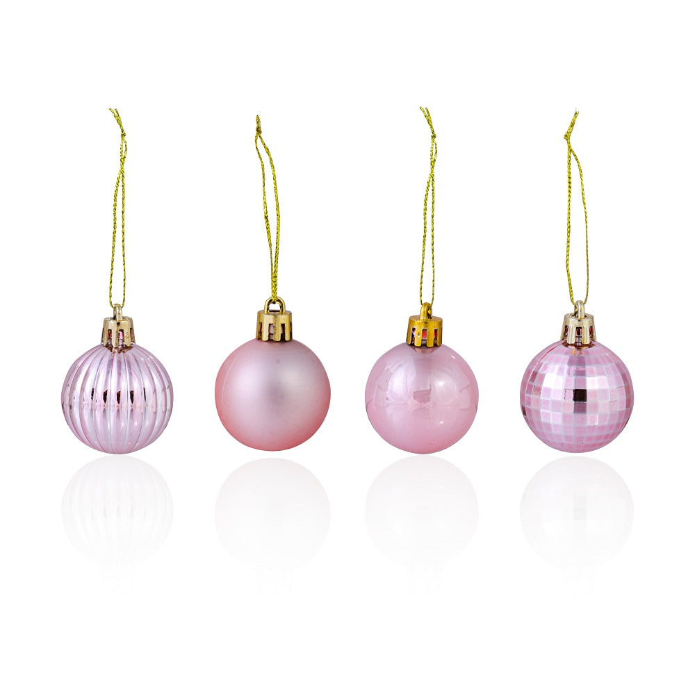 Christmas Baubles Pink 40Mm 24Pc Acetate