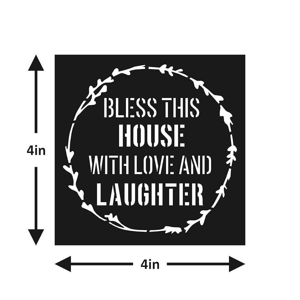 Stencil-Bless this house-4x4-inch-1pc