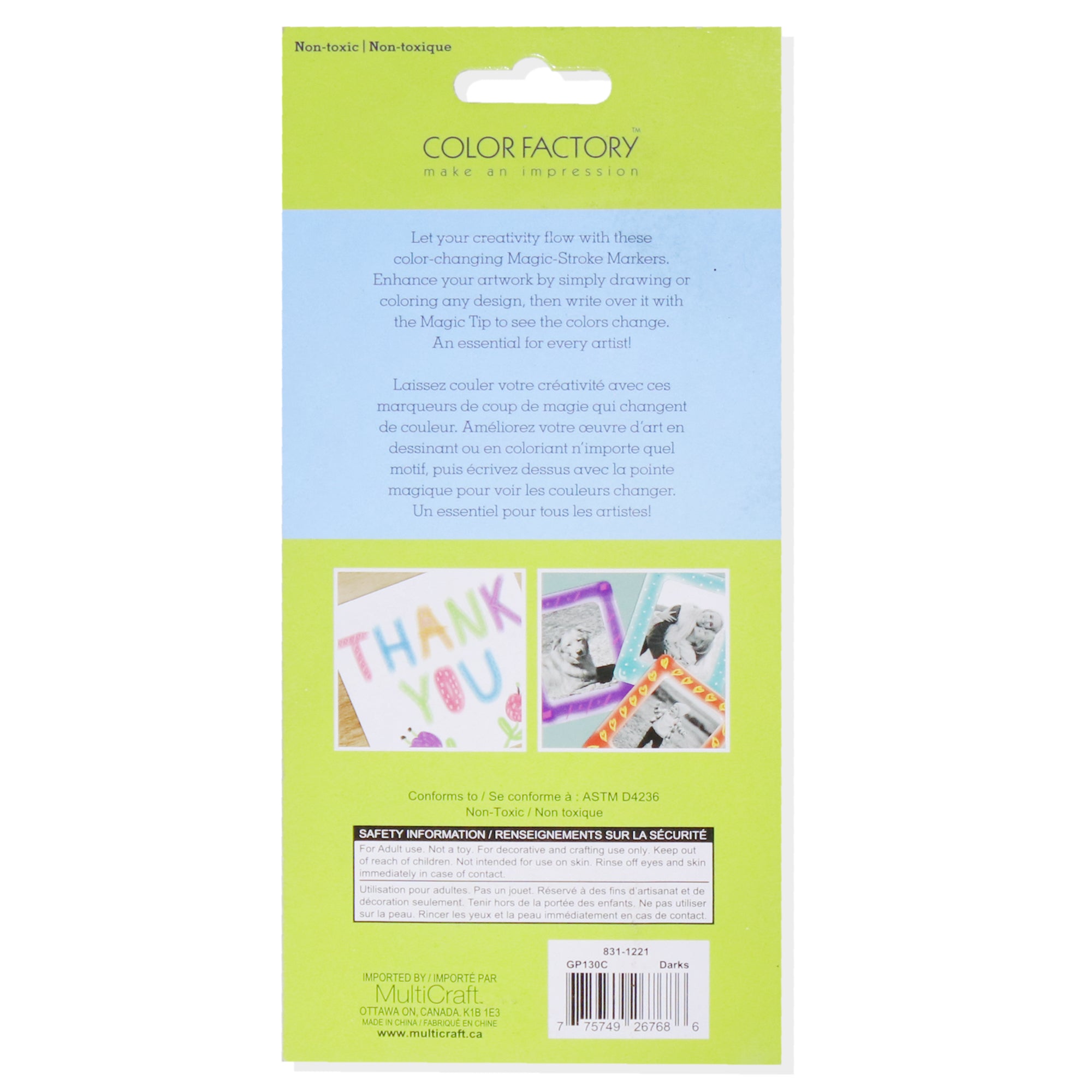 Dual-Tip Magic-Stroke Markers Asst Darks 4Pc Blistter Mc