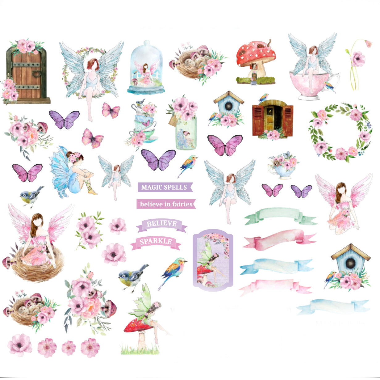 Fairy Sparkle Ephemera Stickers 52pcs