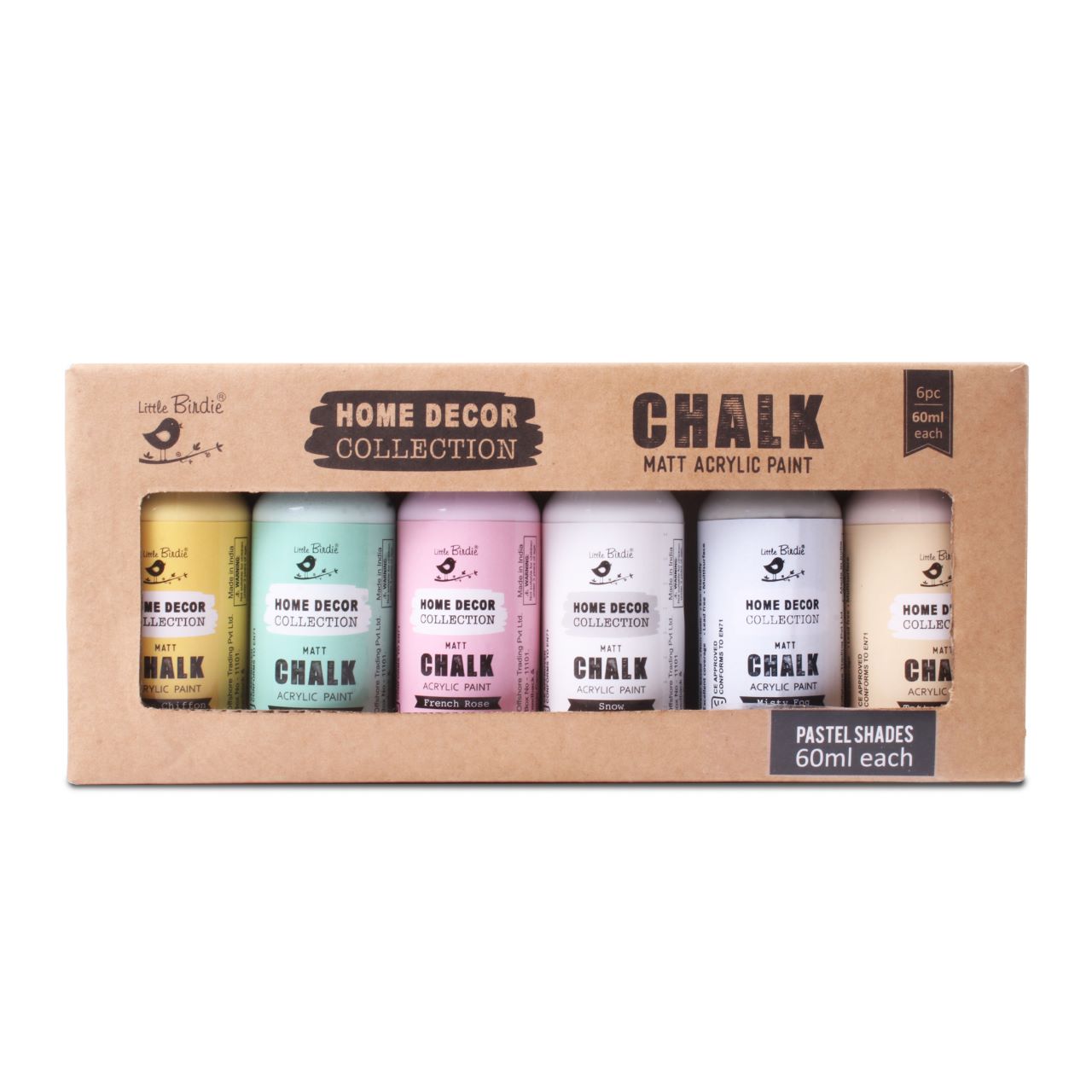 Home Decor Chalk Paint Kit 6Pcs X 60ml - Pastels