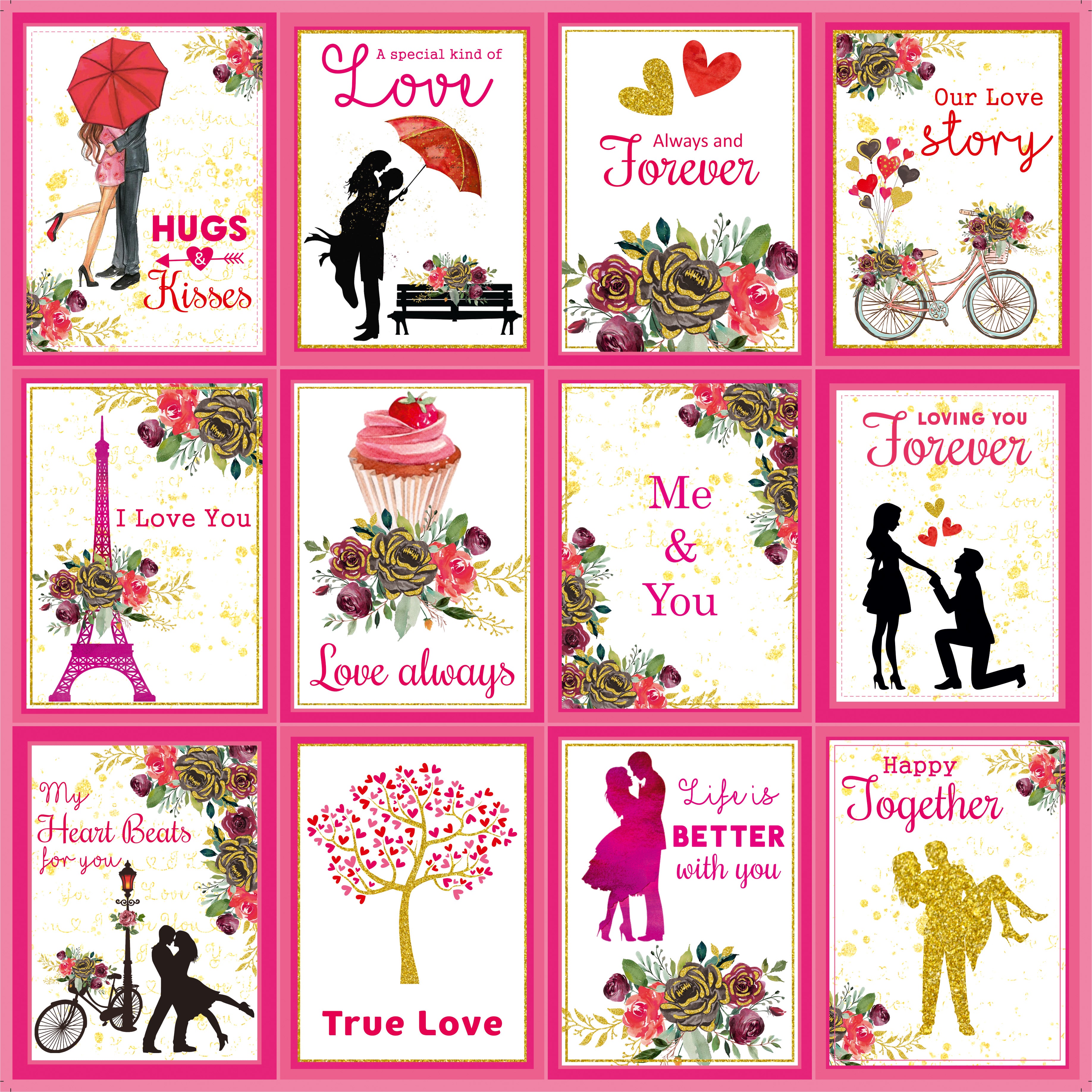 Printed Cardstock Pack 12 x 12, 12 Sheets, 250gsm - True Love