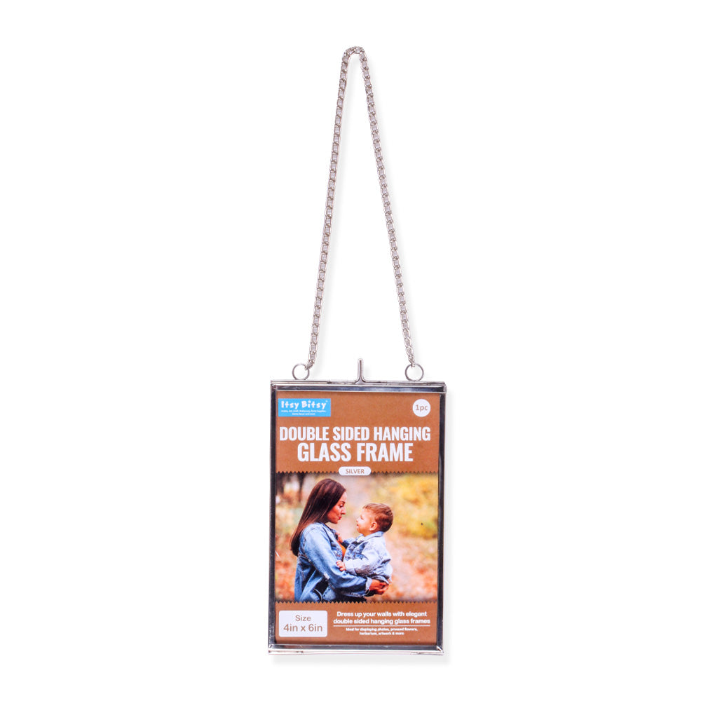 Multipurpose Double Sided Glass & Metal Frame With Hanging Chain 4 X 6Inch 1Pc Ib
