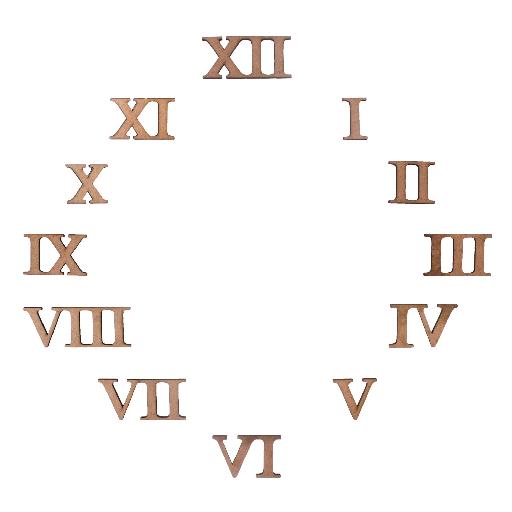 Clock Mdf Roman Numbers 1inch 1.9mm Thick 12pc