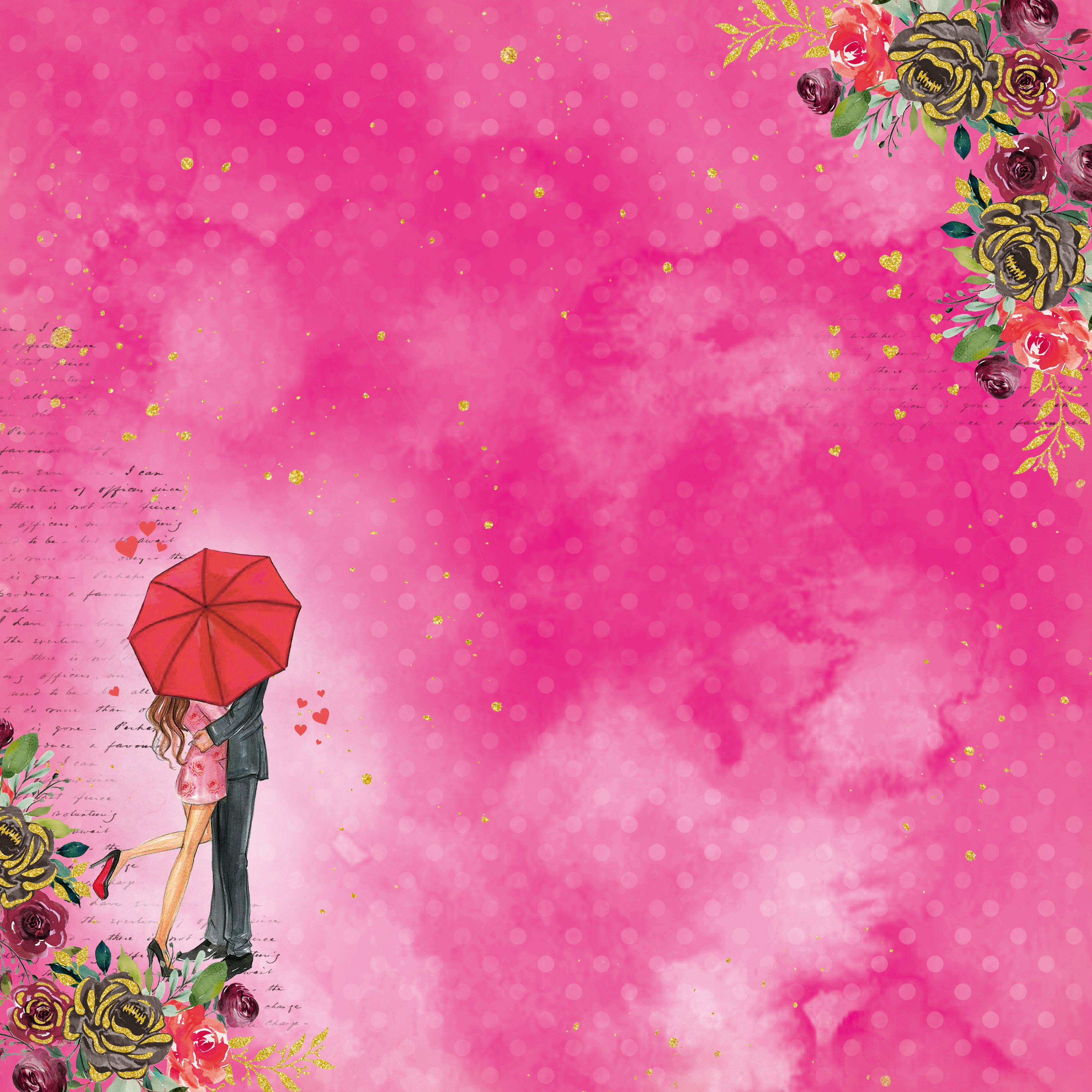 Printed Cardstock Pack 12 x 12, 12 Sheets, 250gsm - True Love