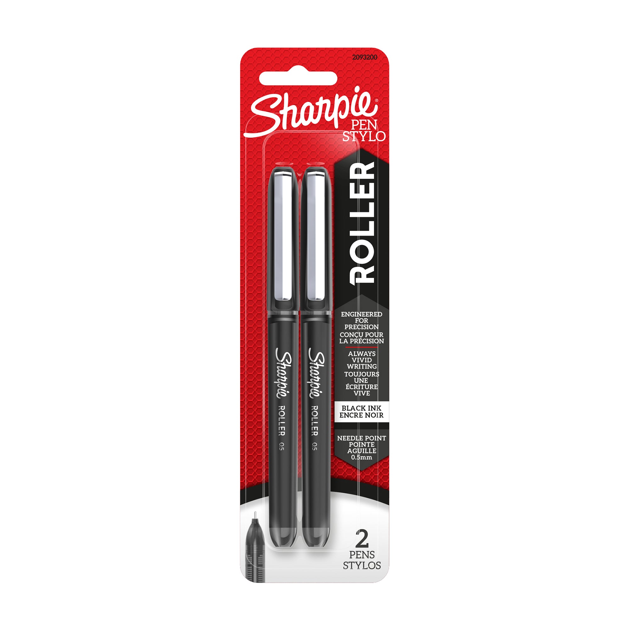 Sharpie Roller Ball Pen Black 0.5Mm 2093200 2Pc Blister