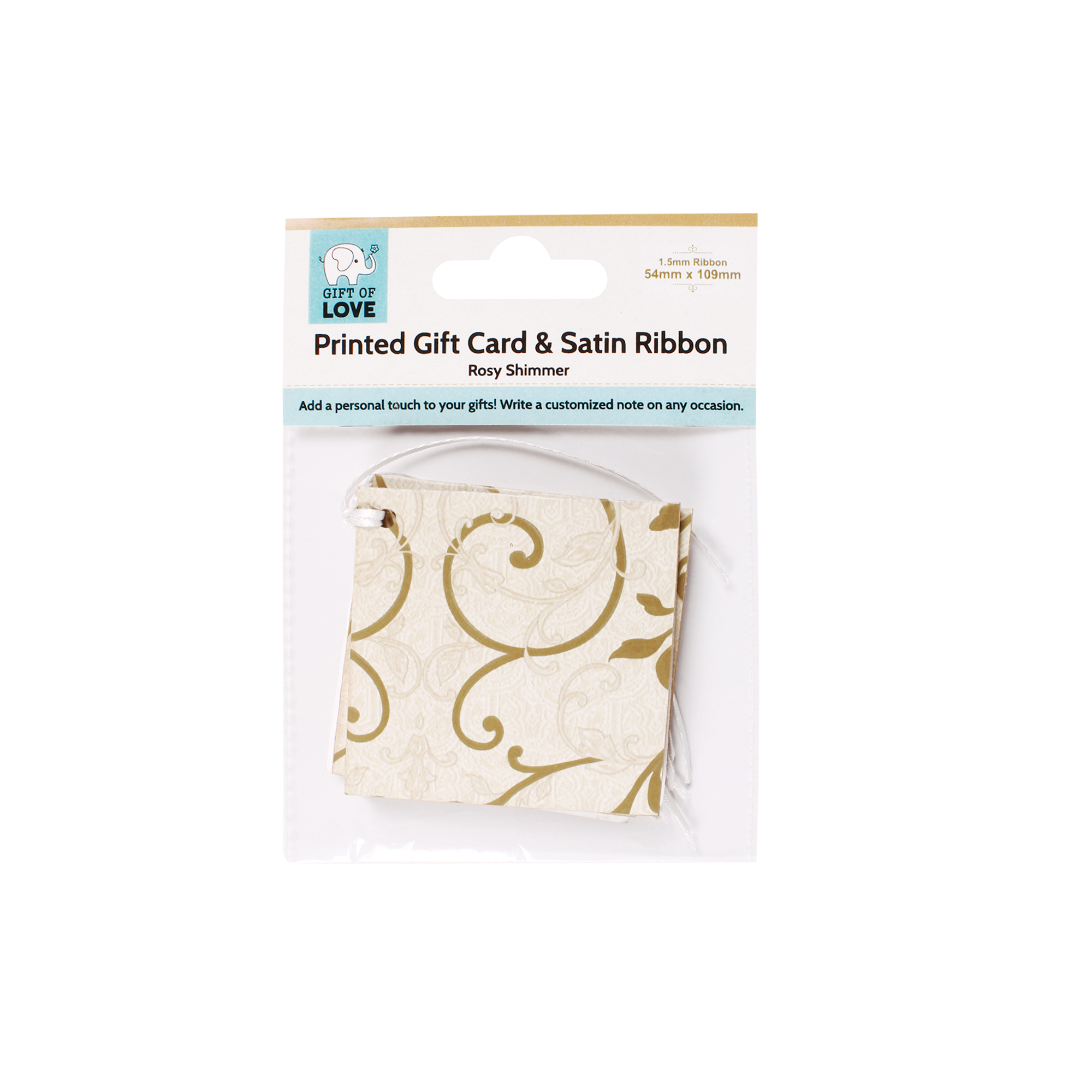 Gift Card With Satin Ribbon 6mm Ivory Shimmer 4pc