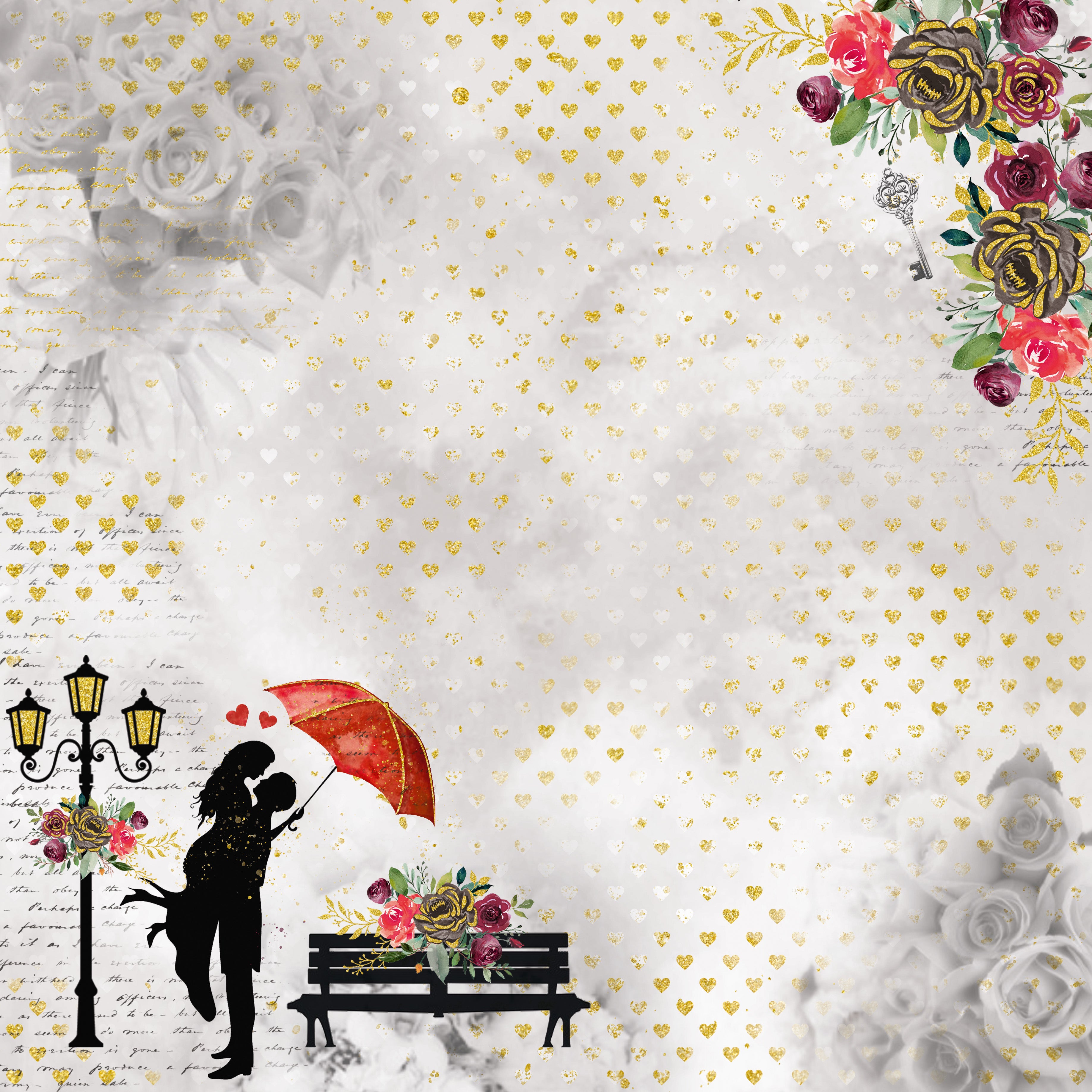 Printed Cardstock Pack 12 x 12, 12 Sheets, 250gsm - True Love