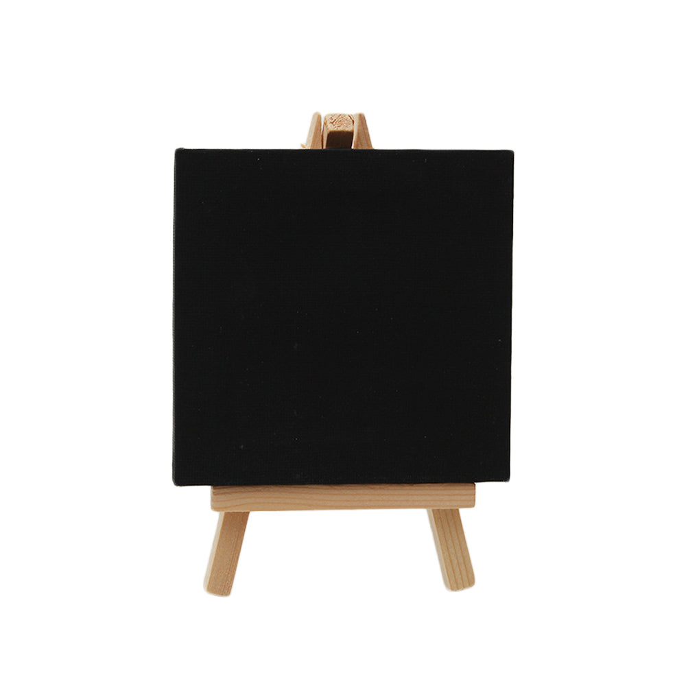 Easel With Canvas Set Canvas Size 10X10Cm Easel Size 14.5X8.5Cm Black 1Pc Ib