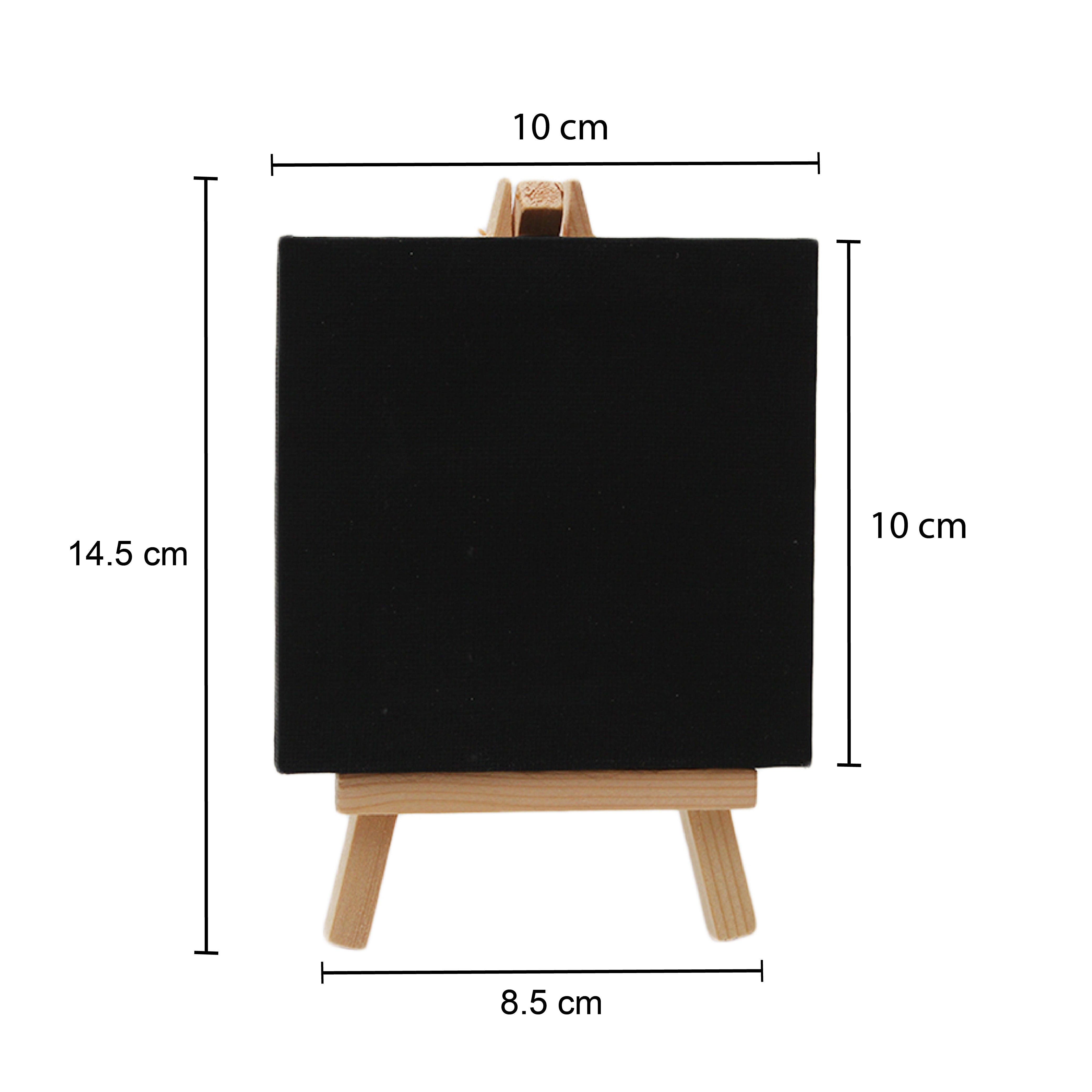 Easel With Canvas Set Canvas Size 10X10Cm Easel Size 14.5X8.5Cm Black 1Pc Ib