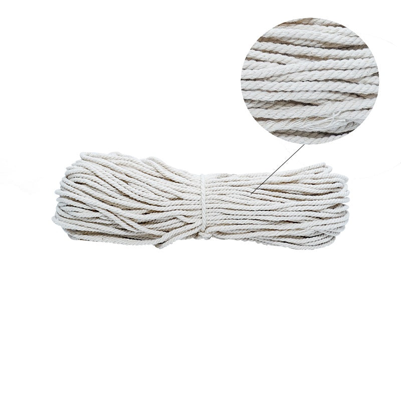 Macrame Cotton Twisted Cord 3mm 3 Ply Natural 50Mtr