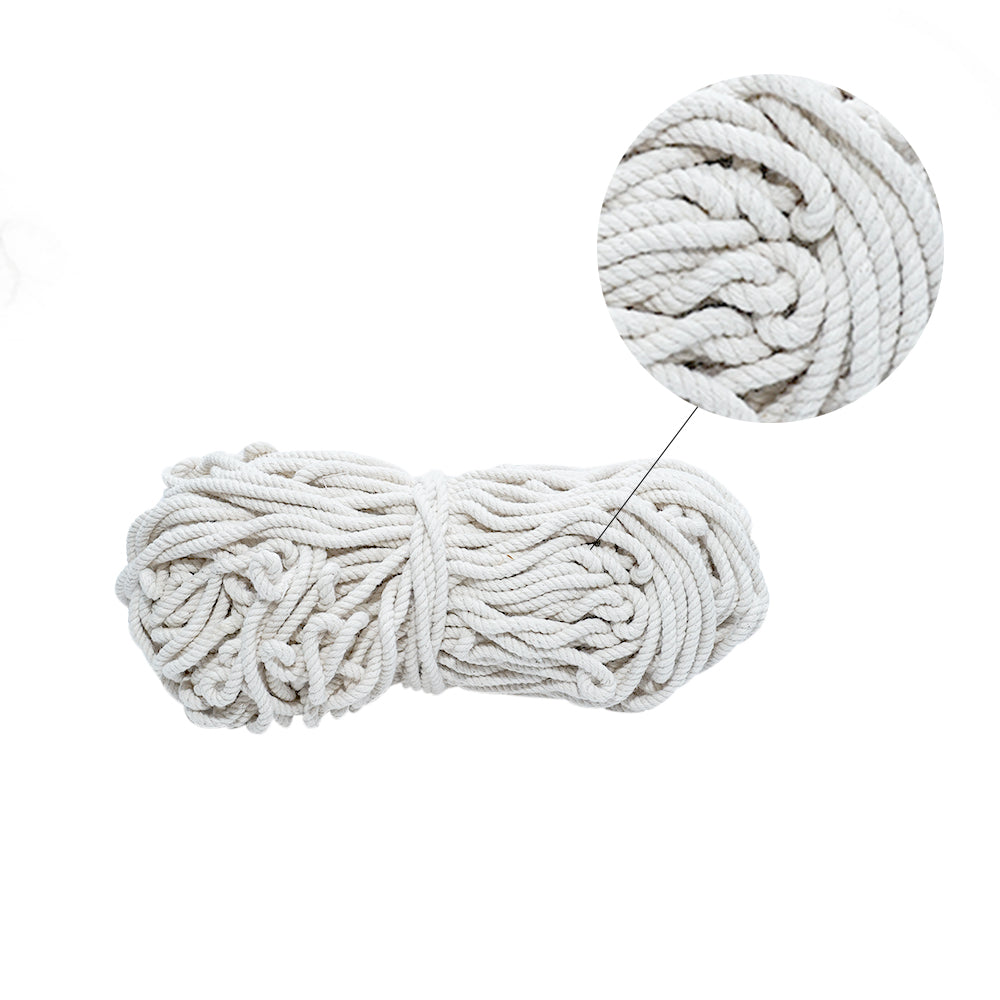 Macrame Cotton Twisted Cord 4mm 3 Ply Natural 50Mtr