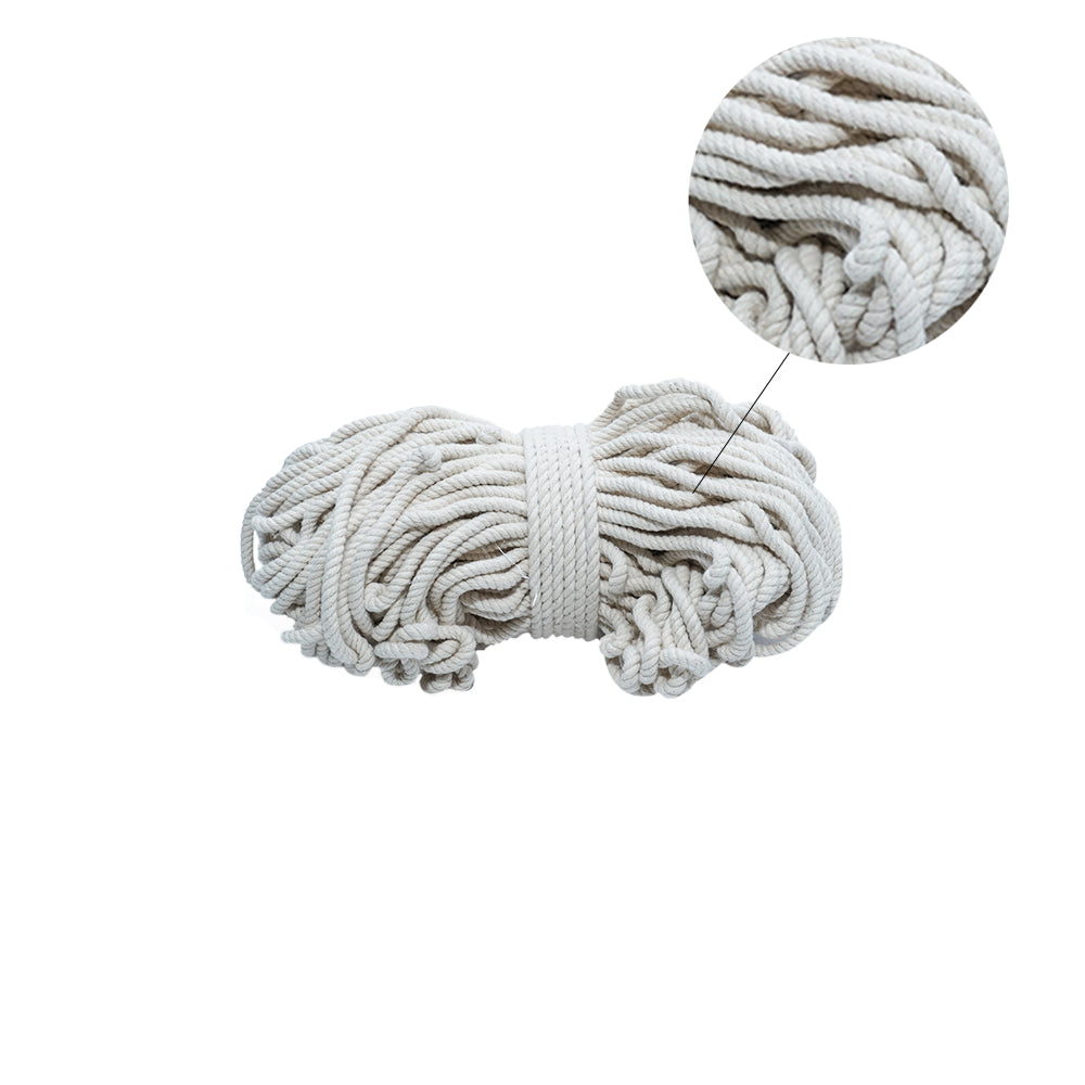 Macrame Cotton Twisted Cord 5mm 3 Ply Natural 50Mtr