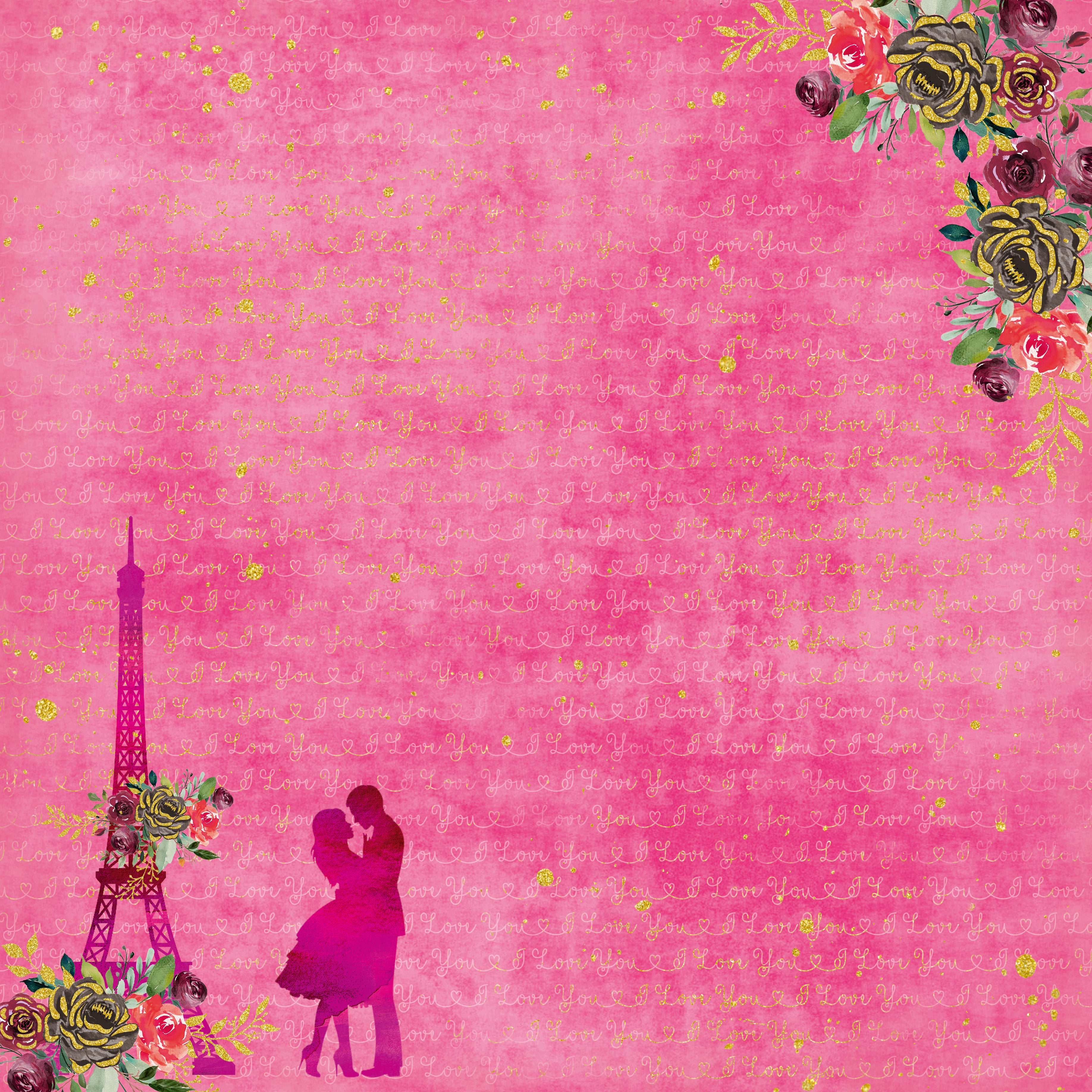 Printed Cardstock Pack 12 x 12, 12 Sheets, 250gsm - True Love