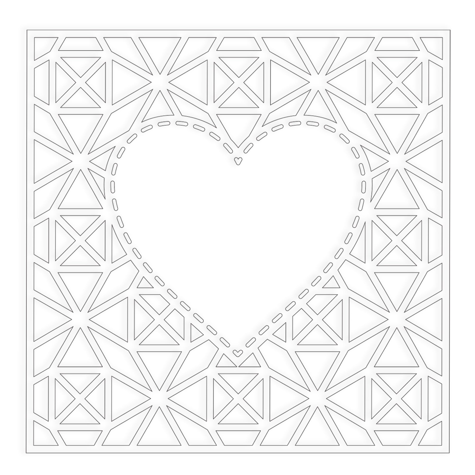 White Stencil Loving Heart 4 x 4inch 1pc