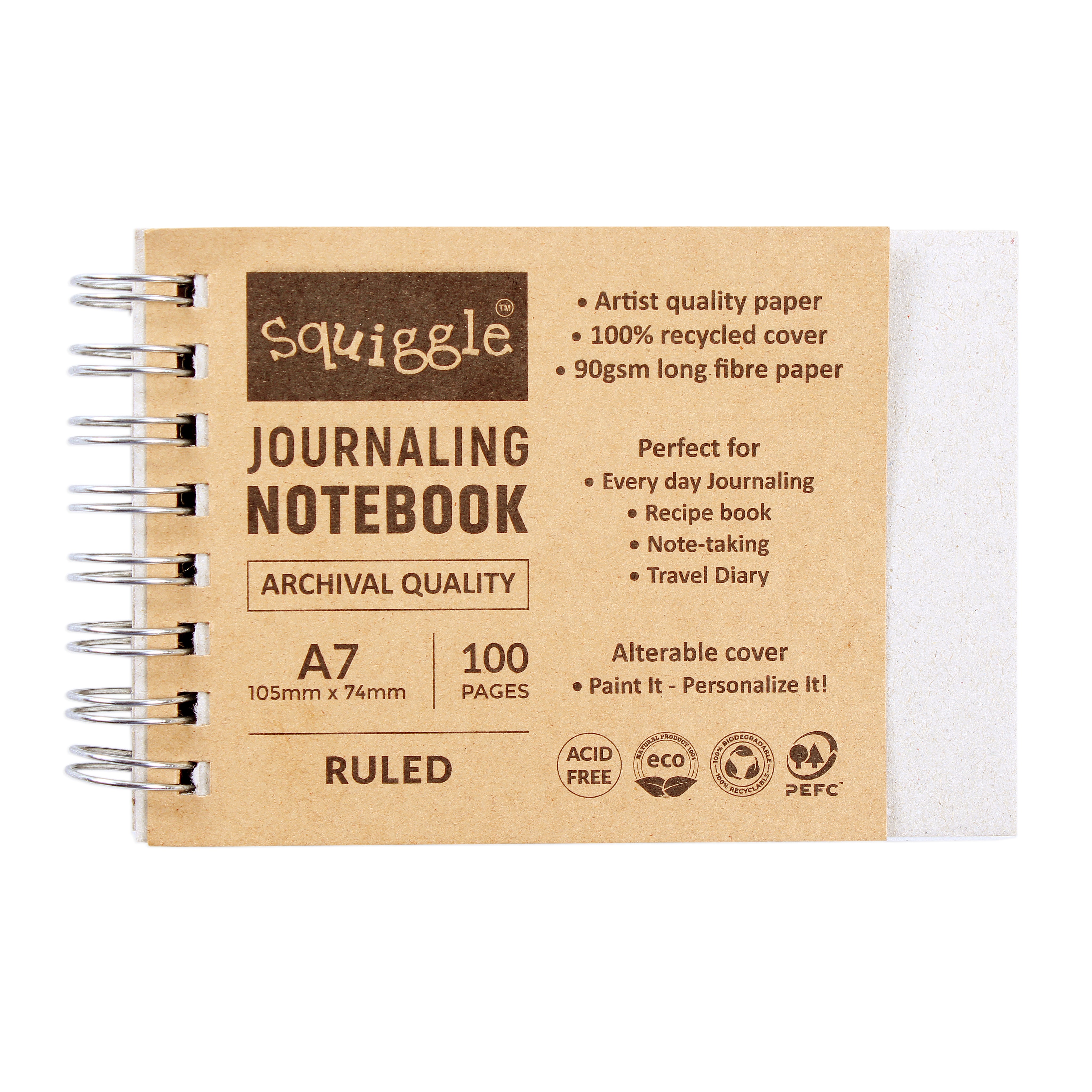 Journaling Notebook Premium Quality A7 Ruled 90Gsm Wiro Squiggle 100Pages Lb