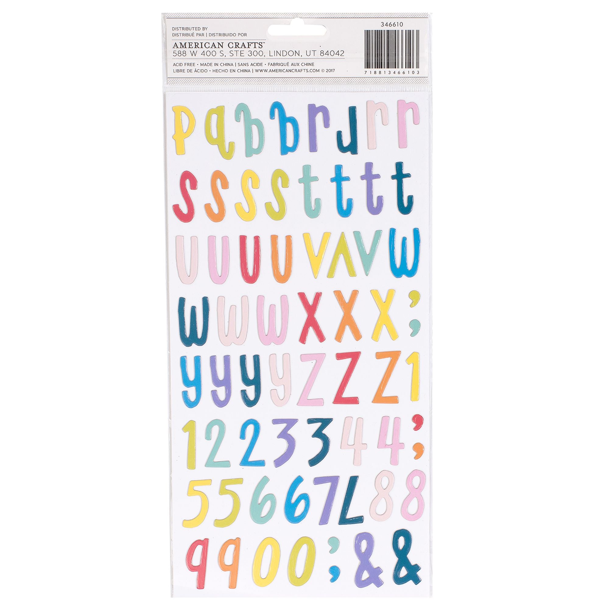 American Craft Chipboard Thickers Alphabet Crayon Box 126Pcs