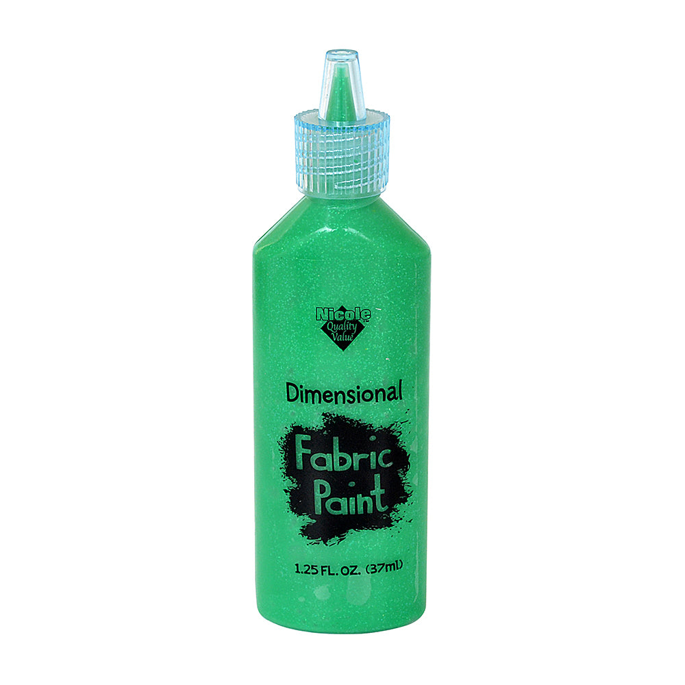 Dimensional Fabric Paint - Glitter Spring Green, 1.25oz, 37ml, 1 Bottle