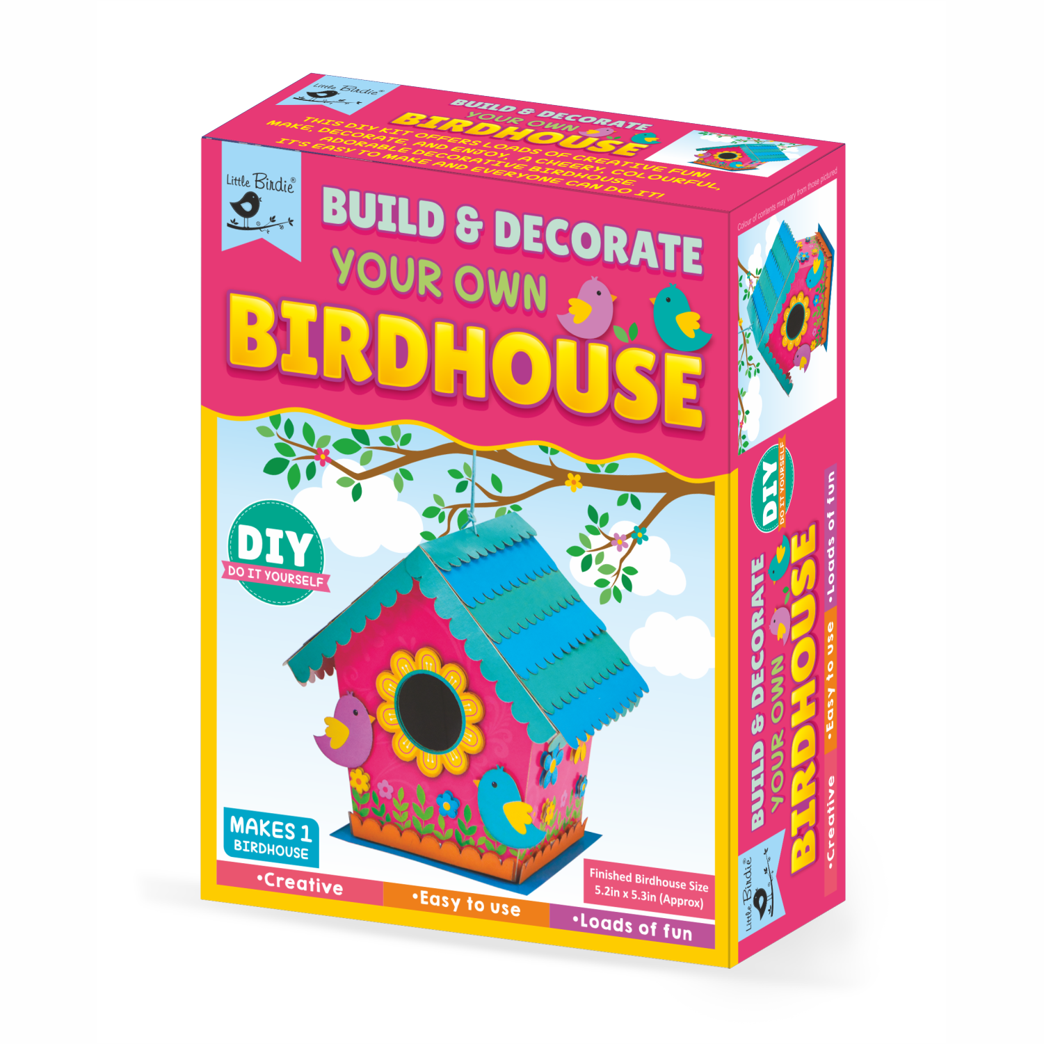 Diy Build & Decorate Your Own Bird House Kit 1 Box