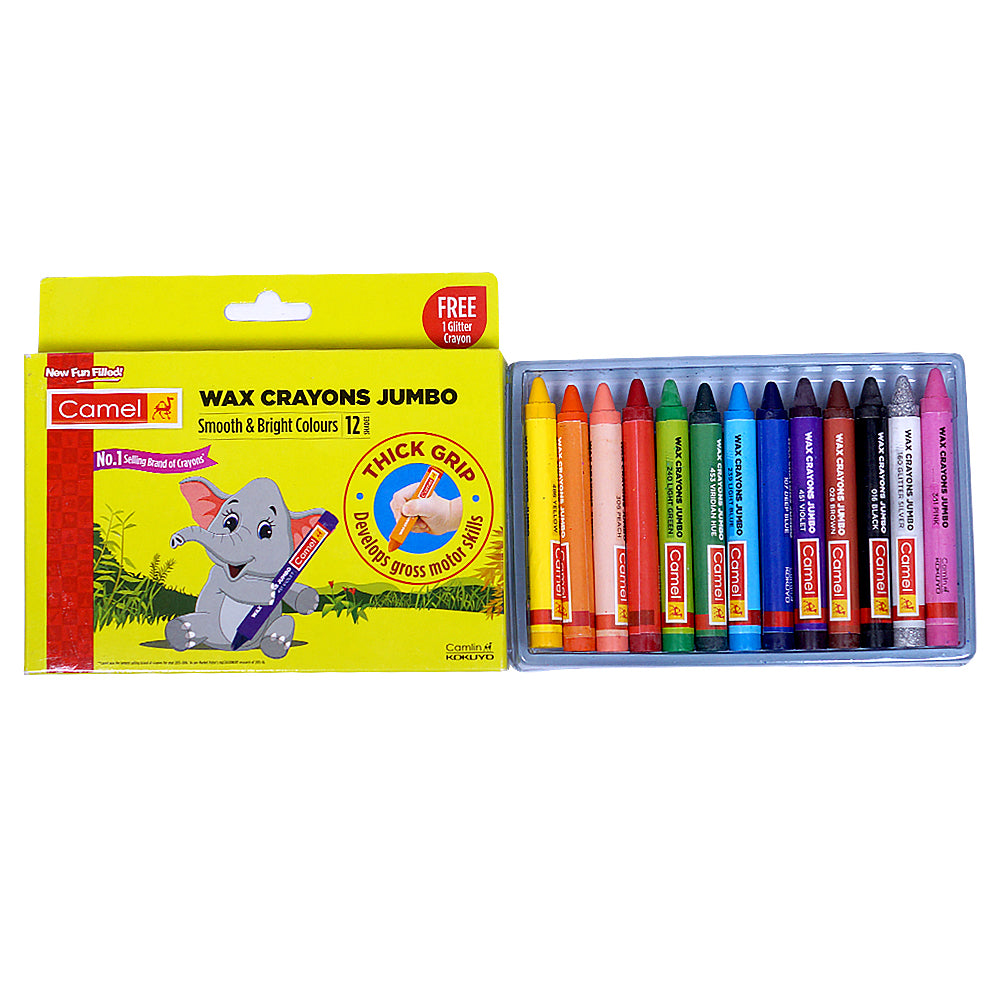 Jumbo Wax Crayons 12Shades Box Camlin