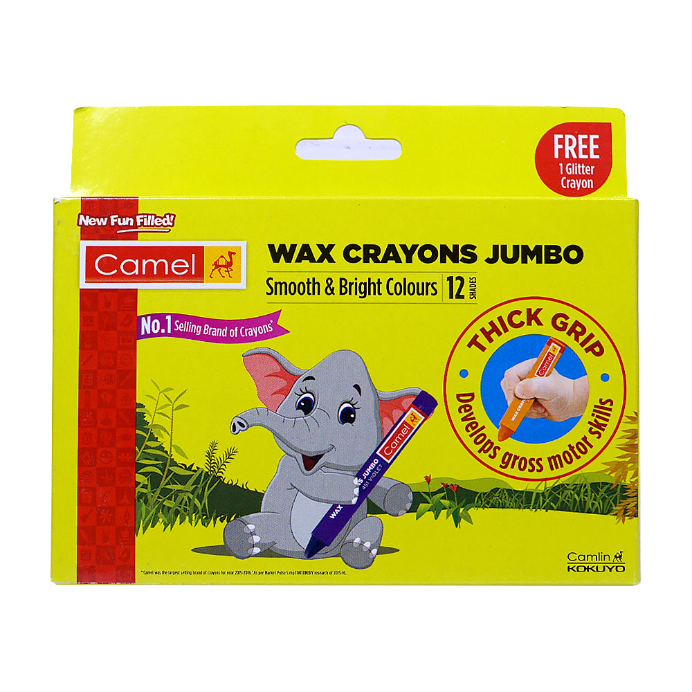 Jumbo Wax Crayons 12Shades Box Camlin