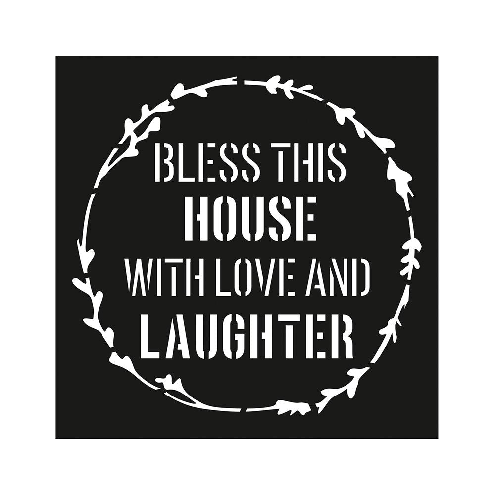 Stencil-Bless this house-4x4-inch-1pc