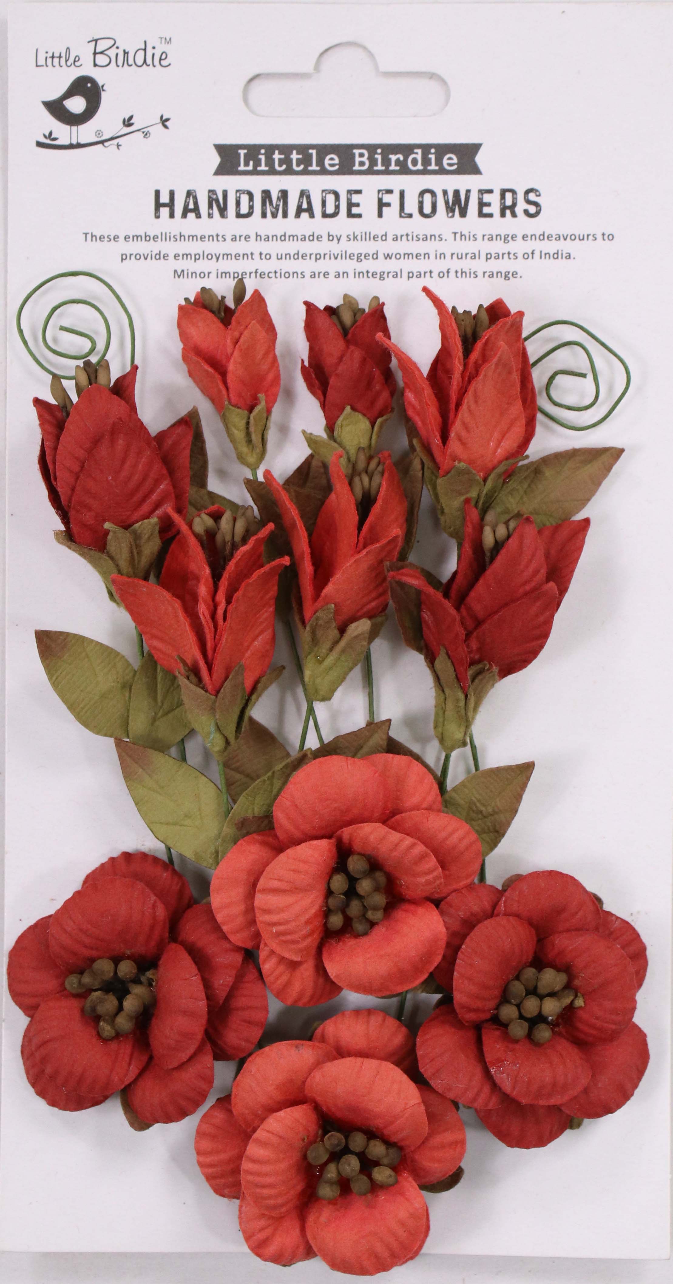Handmade Flowers Denny Scarlet Blend 13Pc