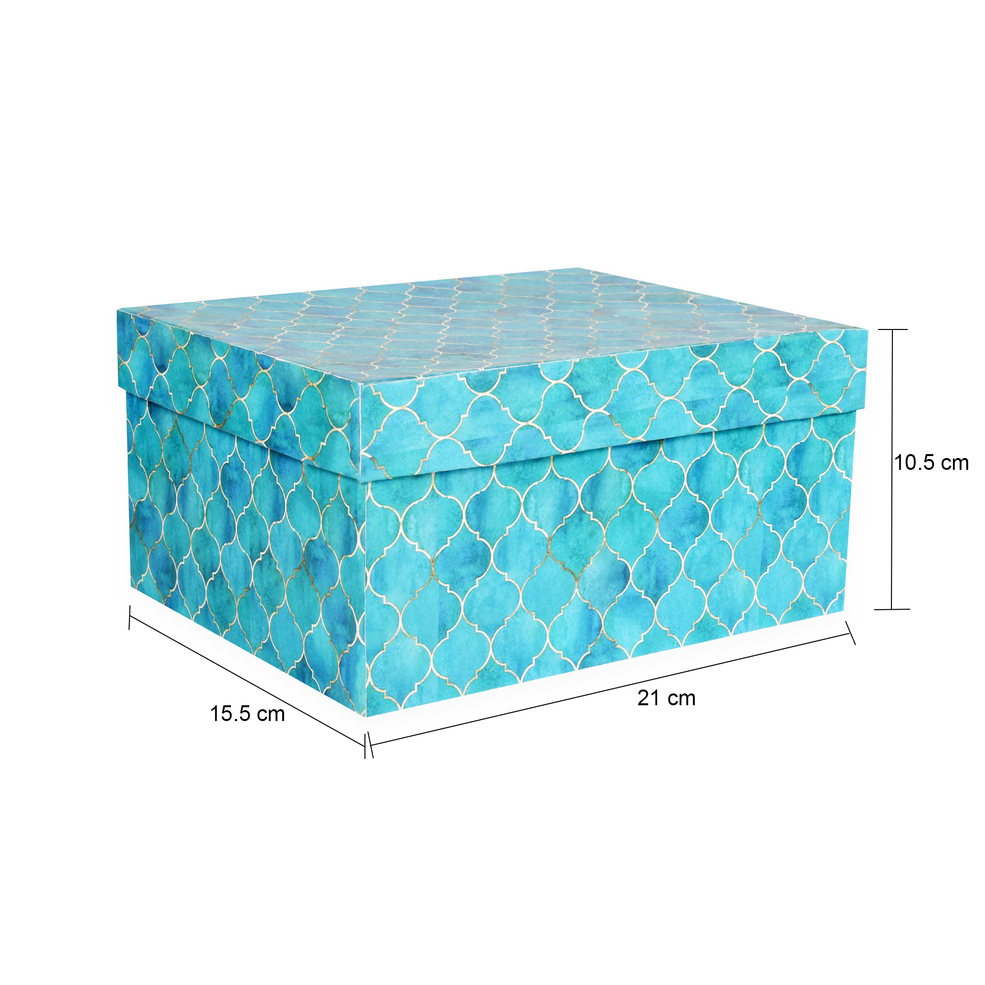 Gift Box Moroccan Trellis Aqua Shimmer L21 X W15.5 X D10.5Cm