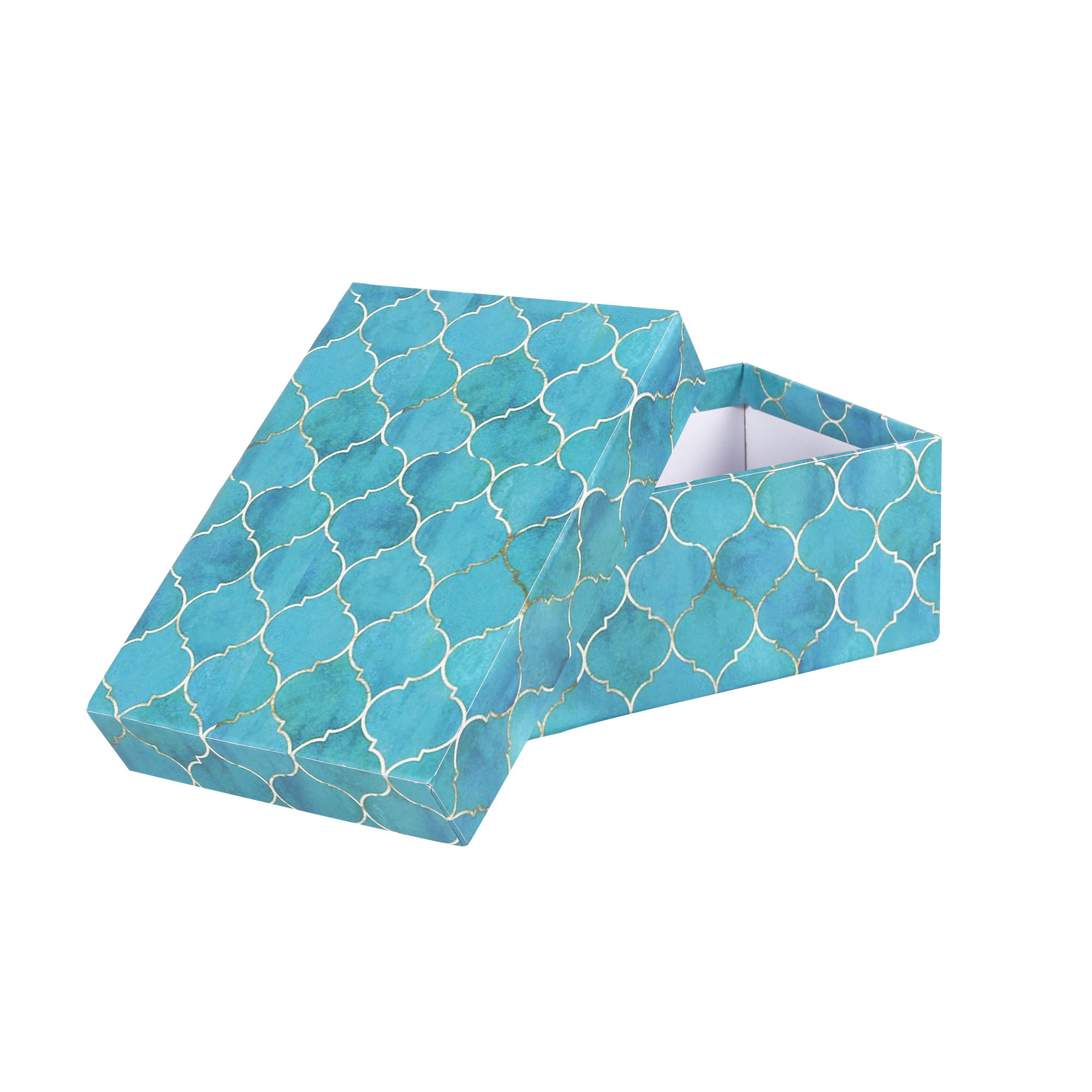 Gift Box Moroccan Trellis Aqua Shimmer L15.5 X W10.5 X D6.5(cm)