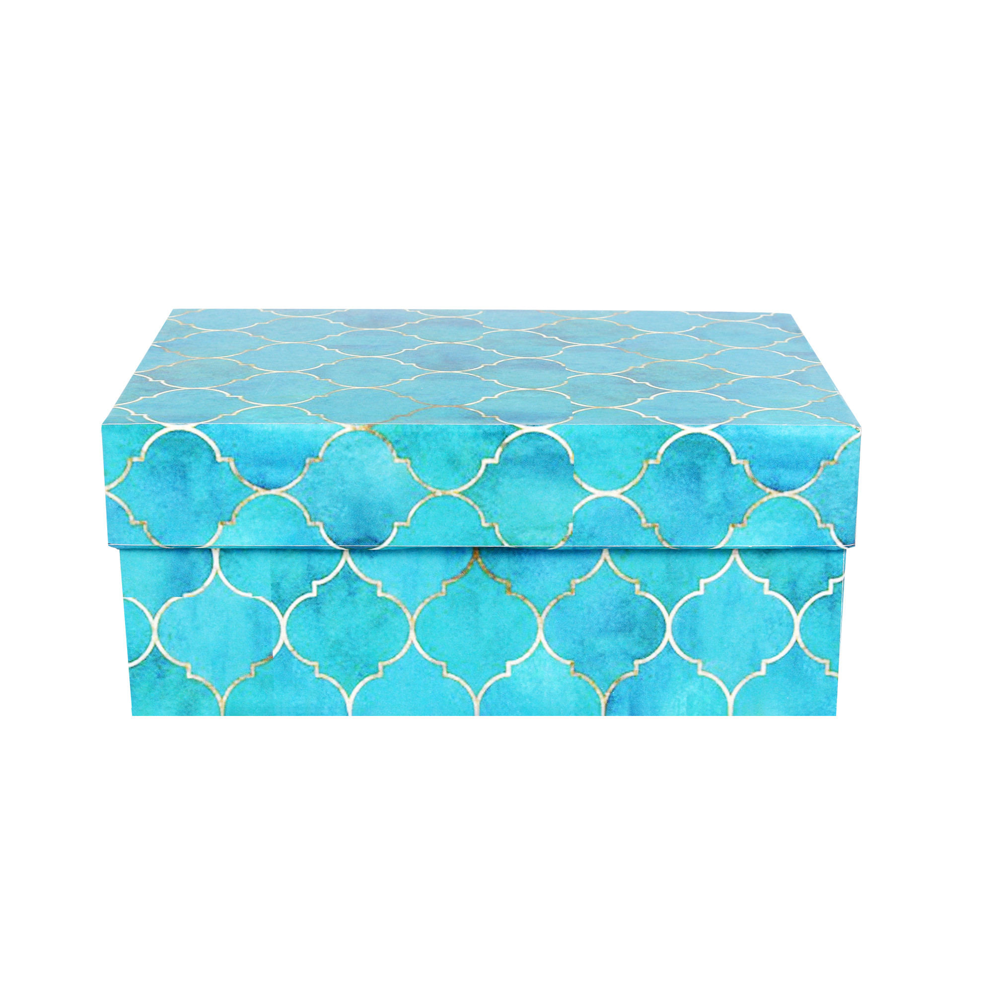 Gift Box Moroccan Trellis Aqua Shimmer L21 X W15.5 X D10.5Cm