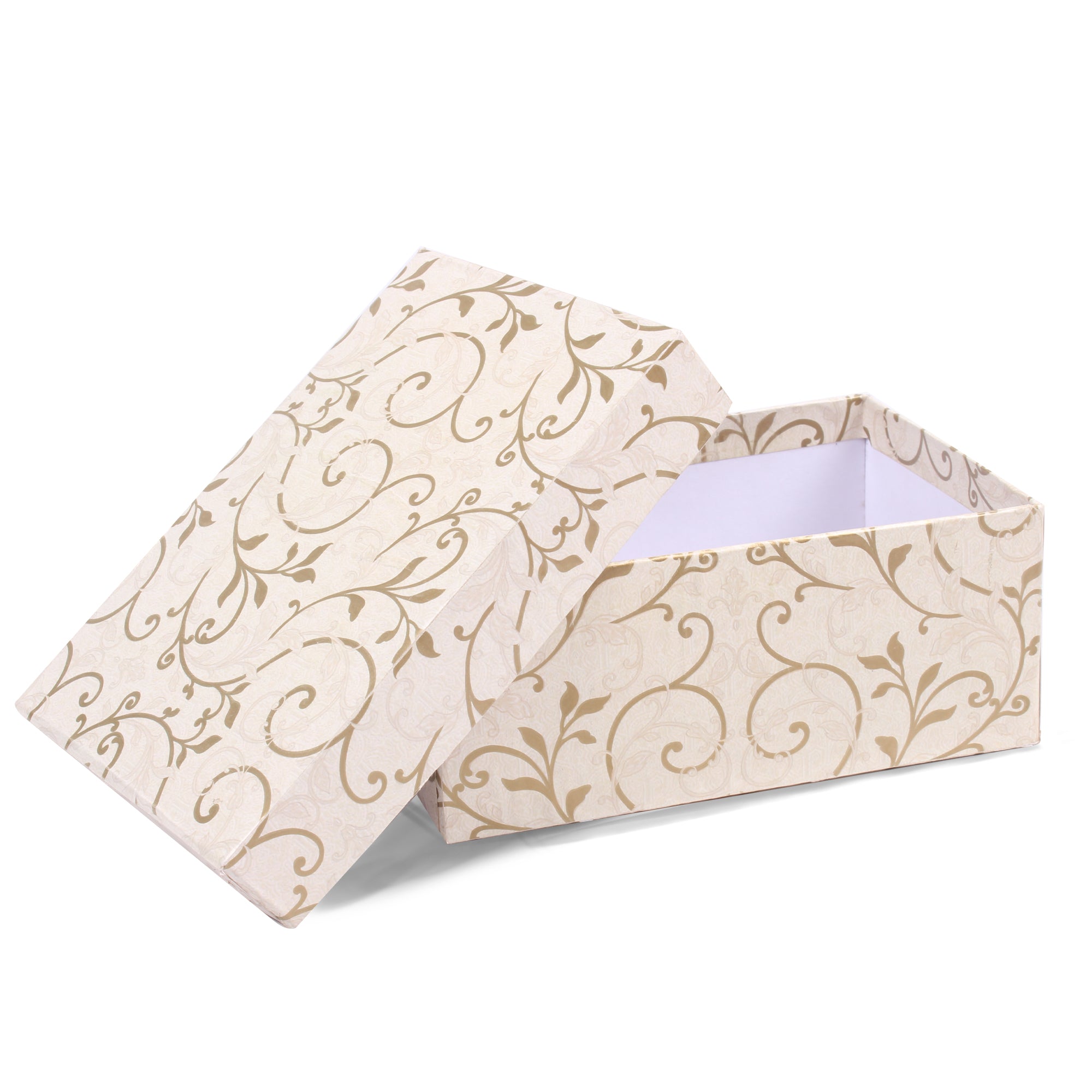 Gift Box Floral Swirls Ivory Shimmer L15.5 X W10.5 X D6.5(cm)