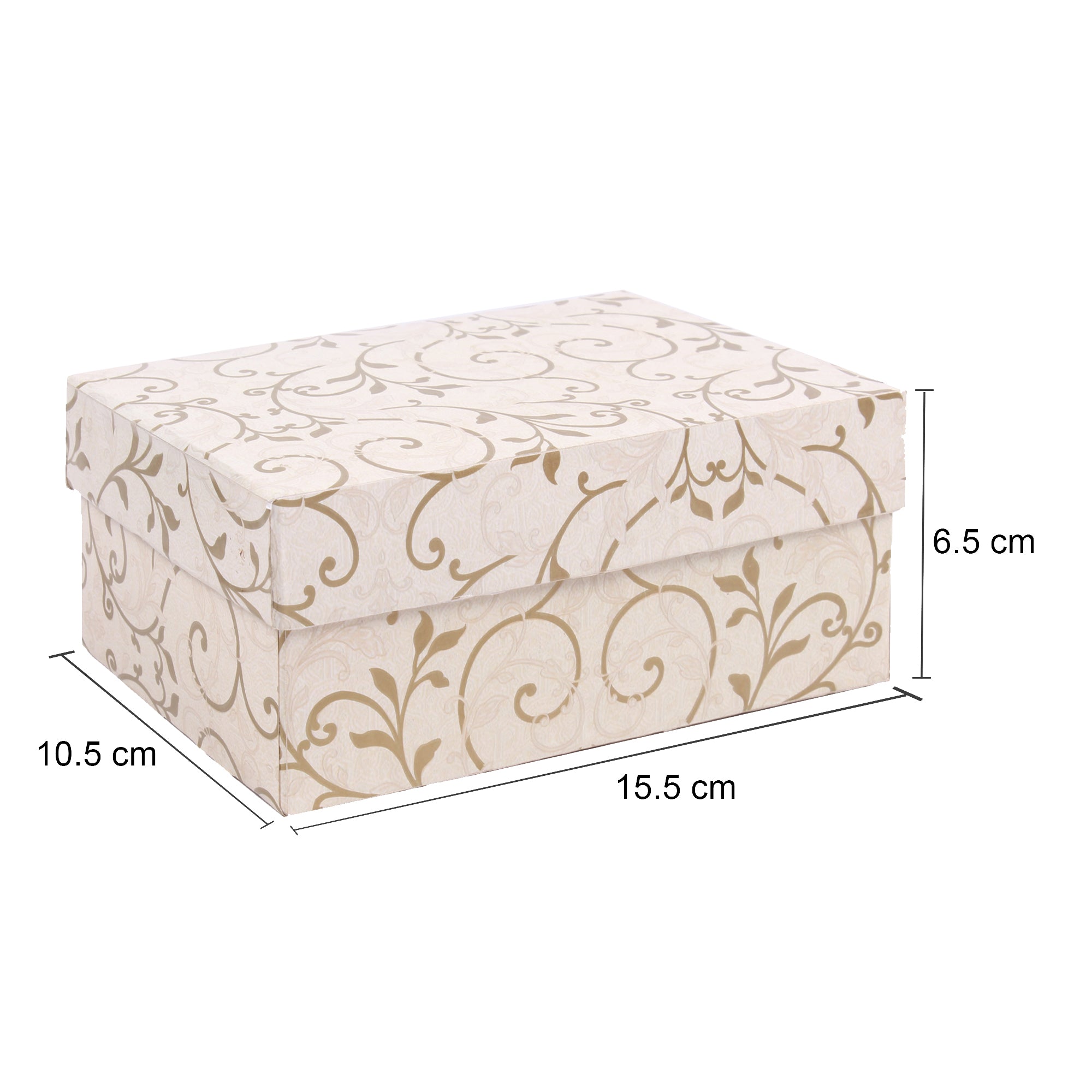Gift Box Floral Swirls Ivory Shimmer L15.5 X W10.5 X D6.5(cm)