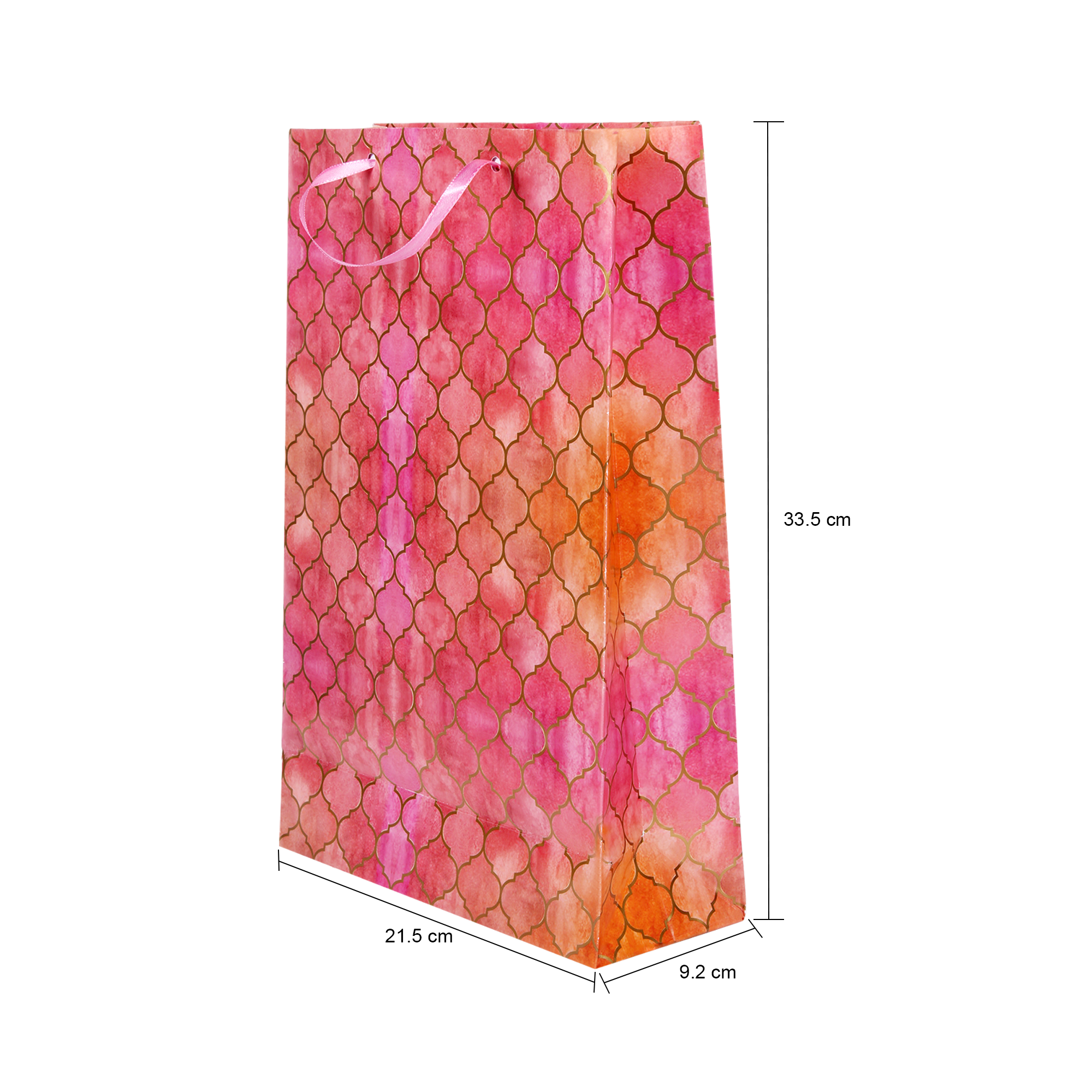 Gift Bags Moroccan Trellis Rosy Shimmer L33.5 X W21.5 X D9.2Cm 1Pc Gol